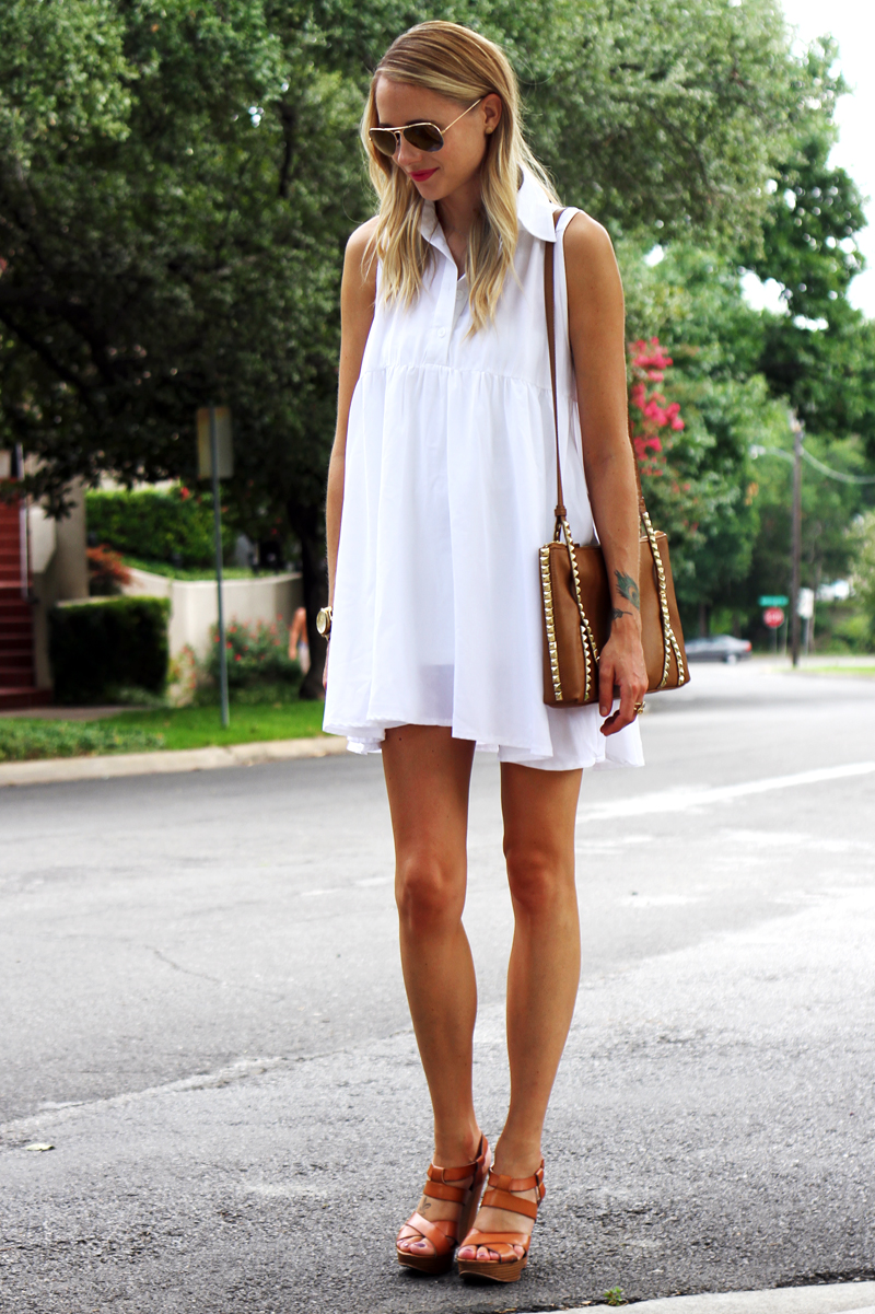 White flowy hot sale shirt dress