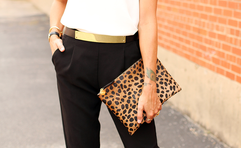 fashion-jackson-topshop-white-tank-black-trousers-gold-plaited-belt-clare-v-leopard-clutch