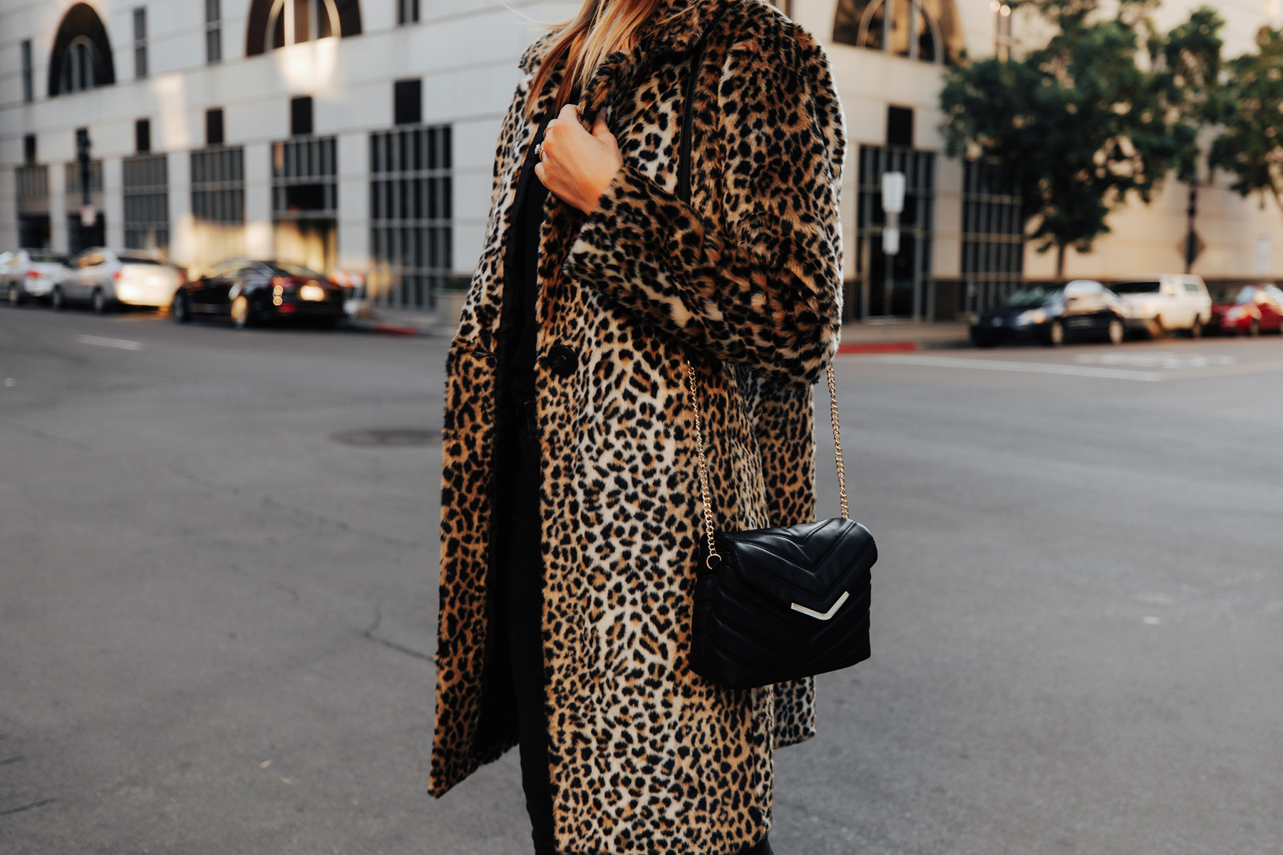 Fashion Jackson Wearing Express Faux Fur Leopard Coat Christmas Outfit Idea 1