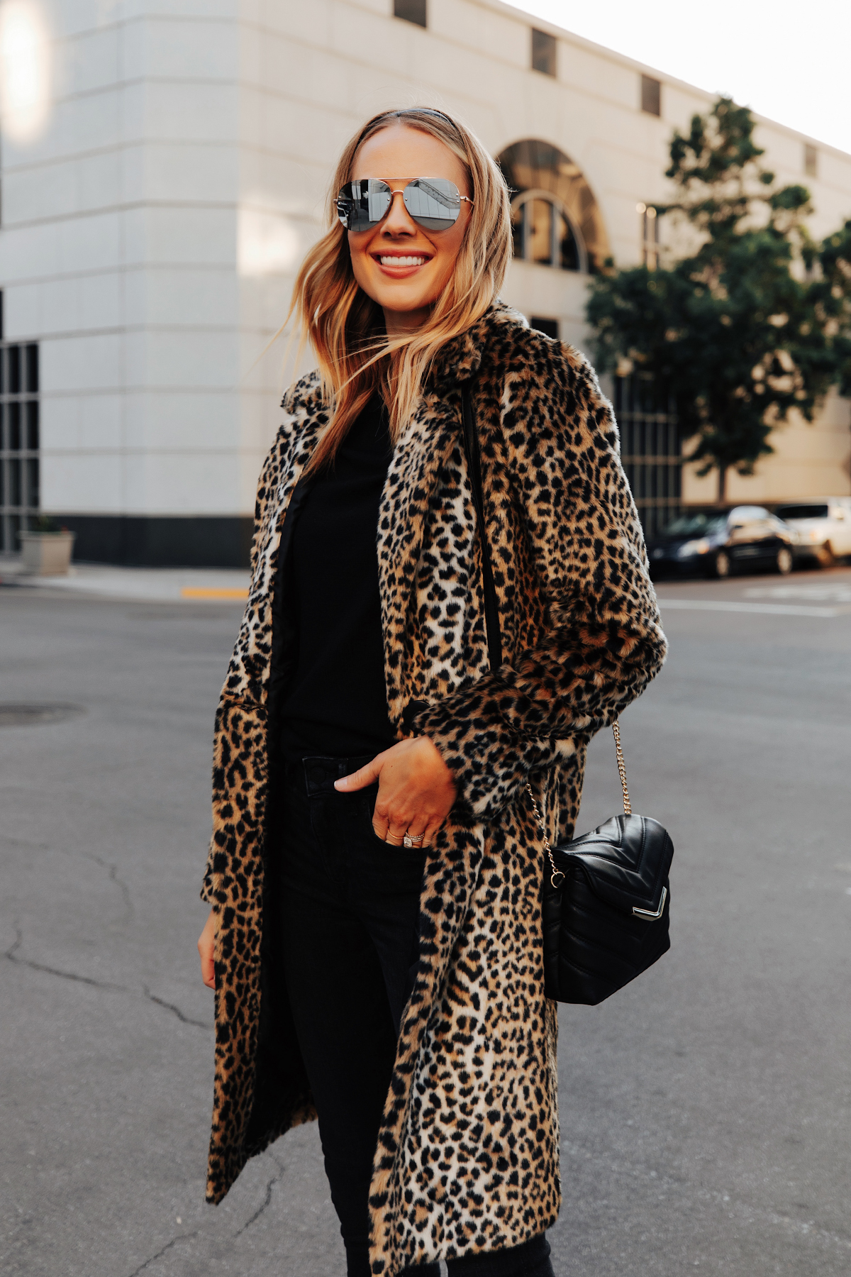 Furry on sale leopard coat