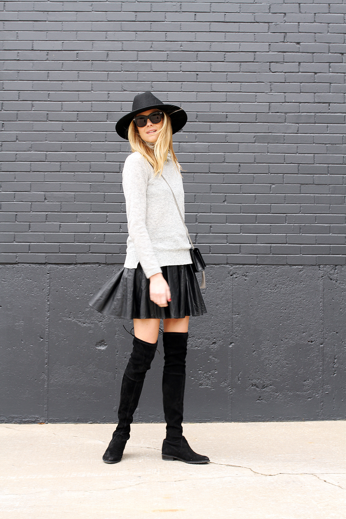 Pleated leather hotsell skirt with boots