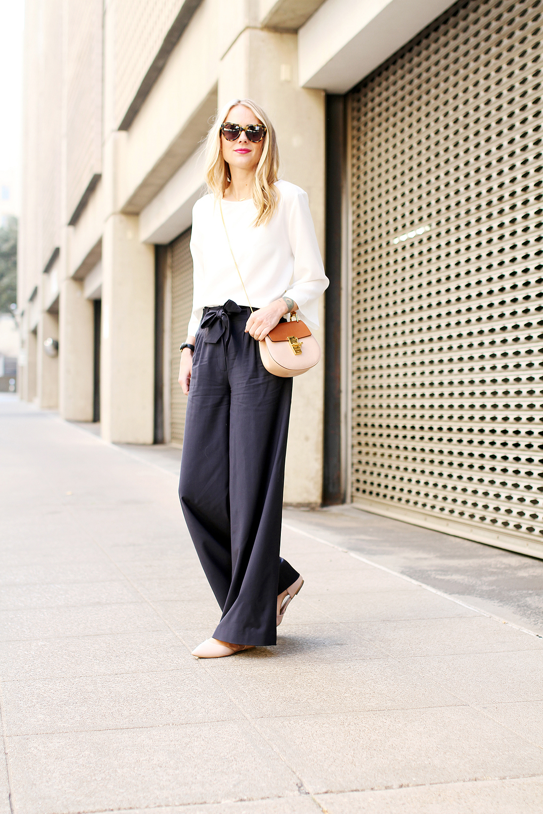 NAVY WIDE LEG PANTS - Fashion Jackson