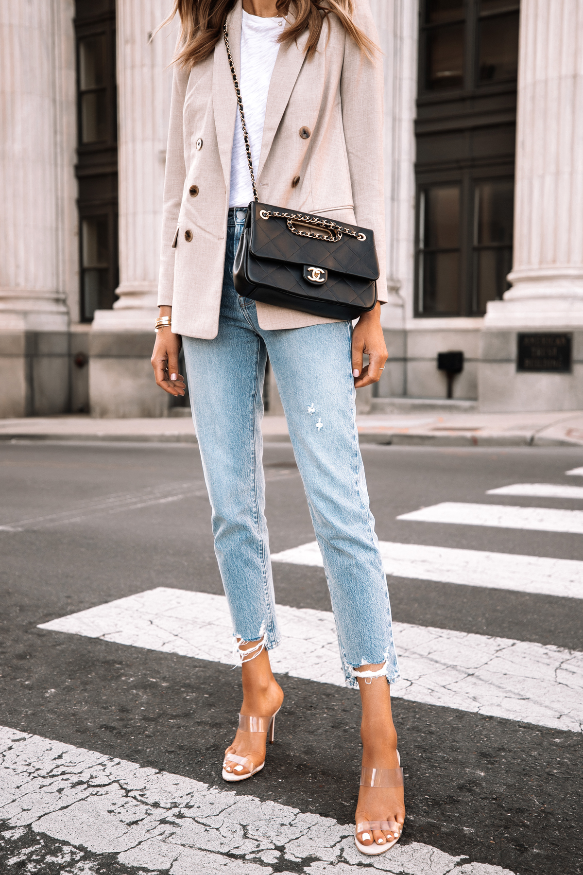 Beige and outlet white outfit