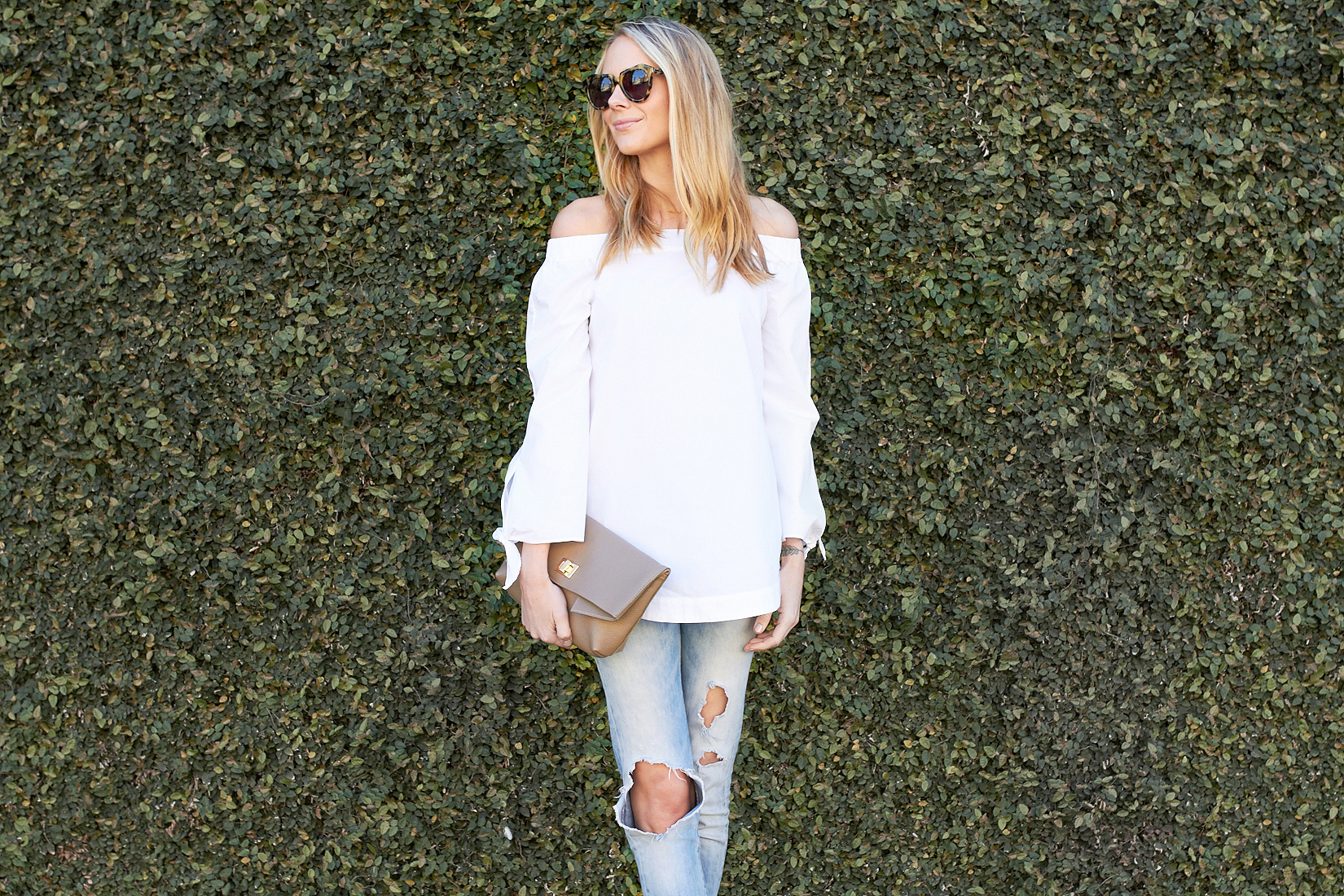 fashion-jackson-gigi-new-york-claire-clutch-taupe-free-people-white-off-the-shoulder-top-denim-ripped-jeans