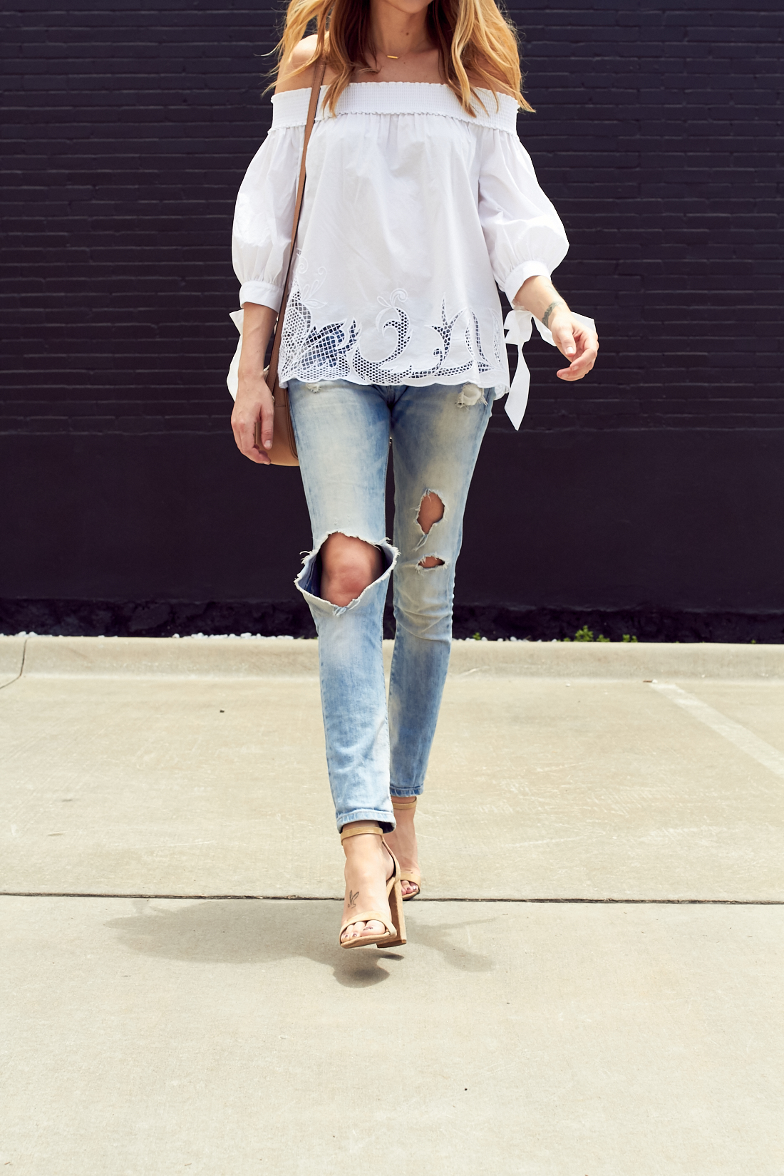 fashion-jackson-chelsea28-white-off-the-shoulder-cutout-top-denim-ripped-jeans