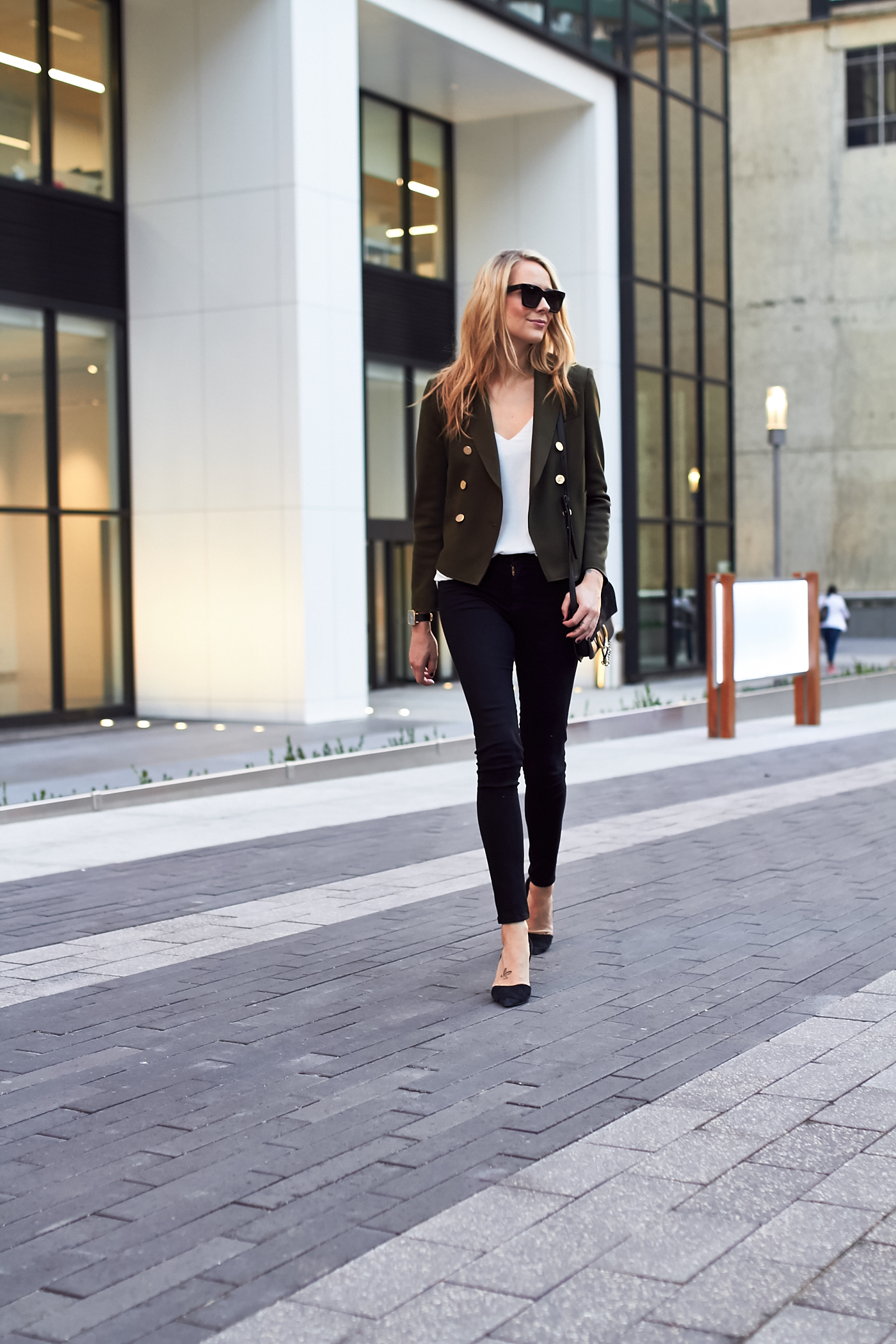 denim and blazer outfit