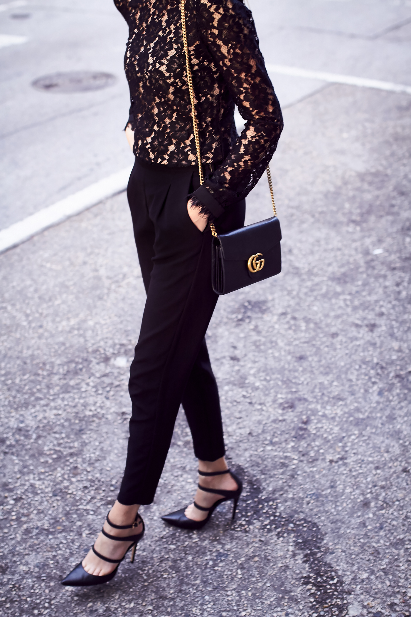 black lace pants outfit