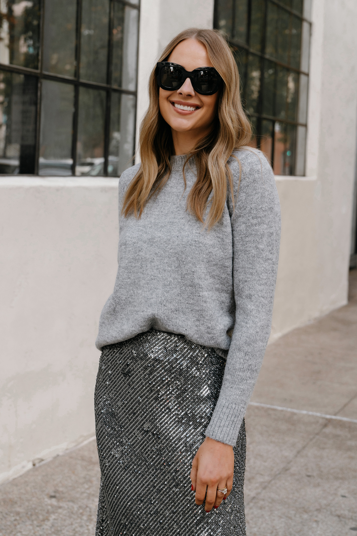 Silver Sequin Skirt for the Holidays, Holiday Party Style