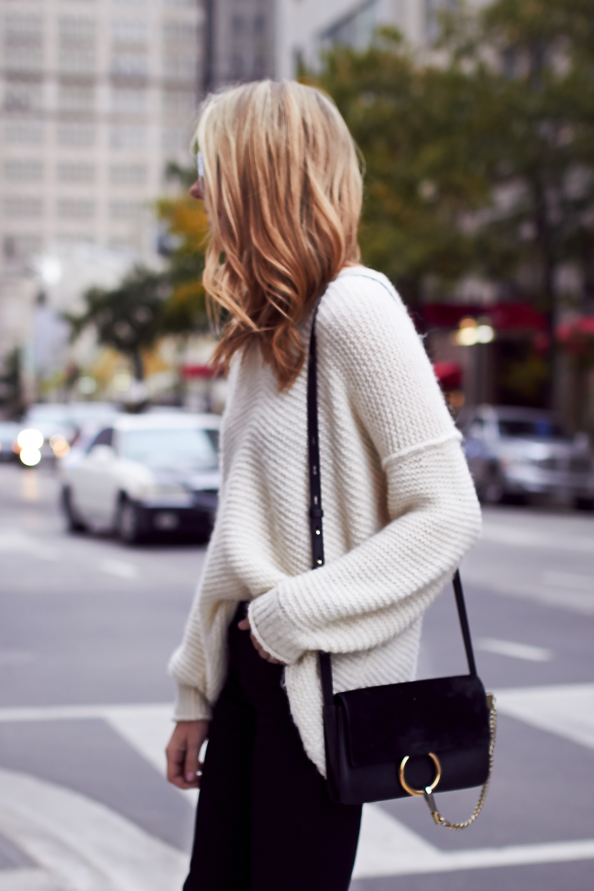 Fall Outfit, Winter Outfit, Ivory Sweater, Black Skinny Jeans, Chloe Faye Handbag