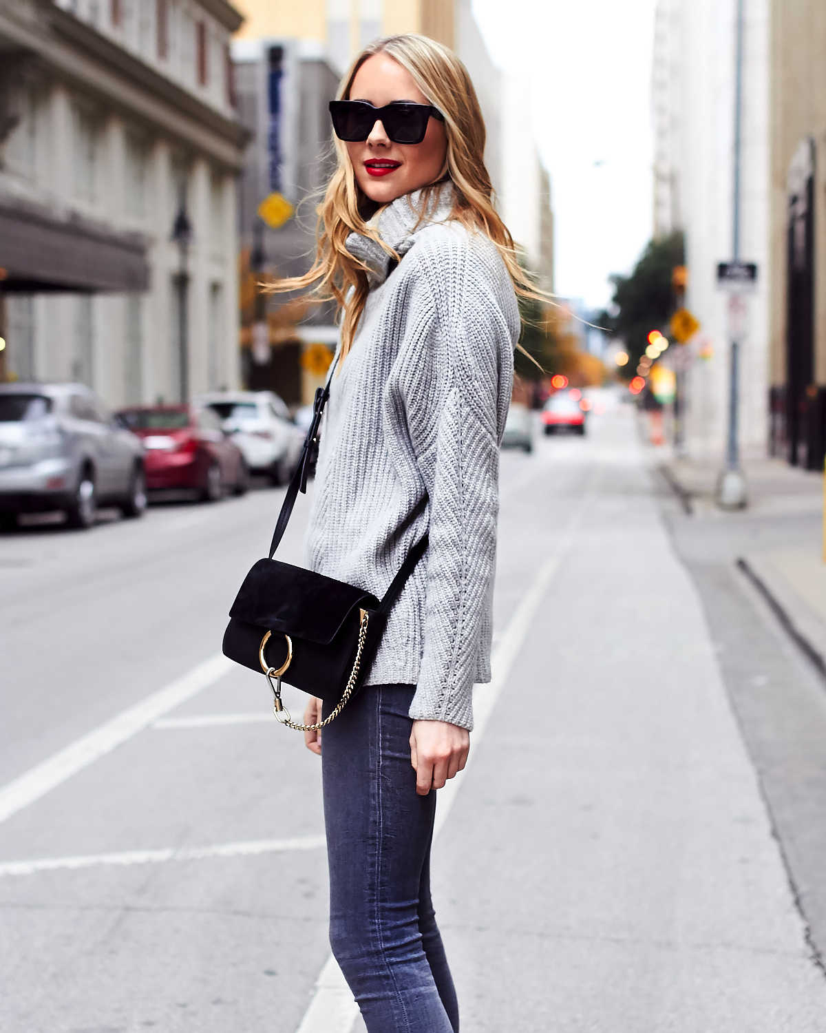 Grey turtleneck store sweater outfit