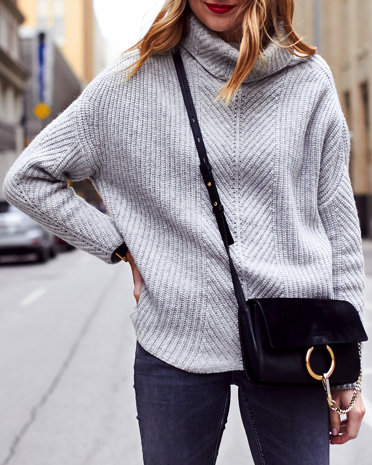 Chunky gray turtleneck on sale sweater