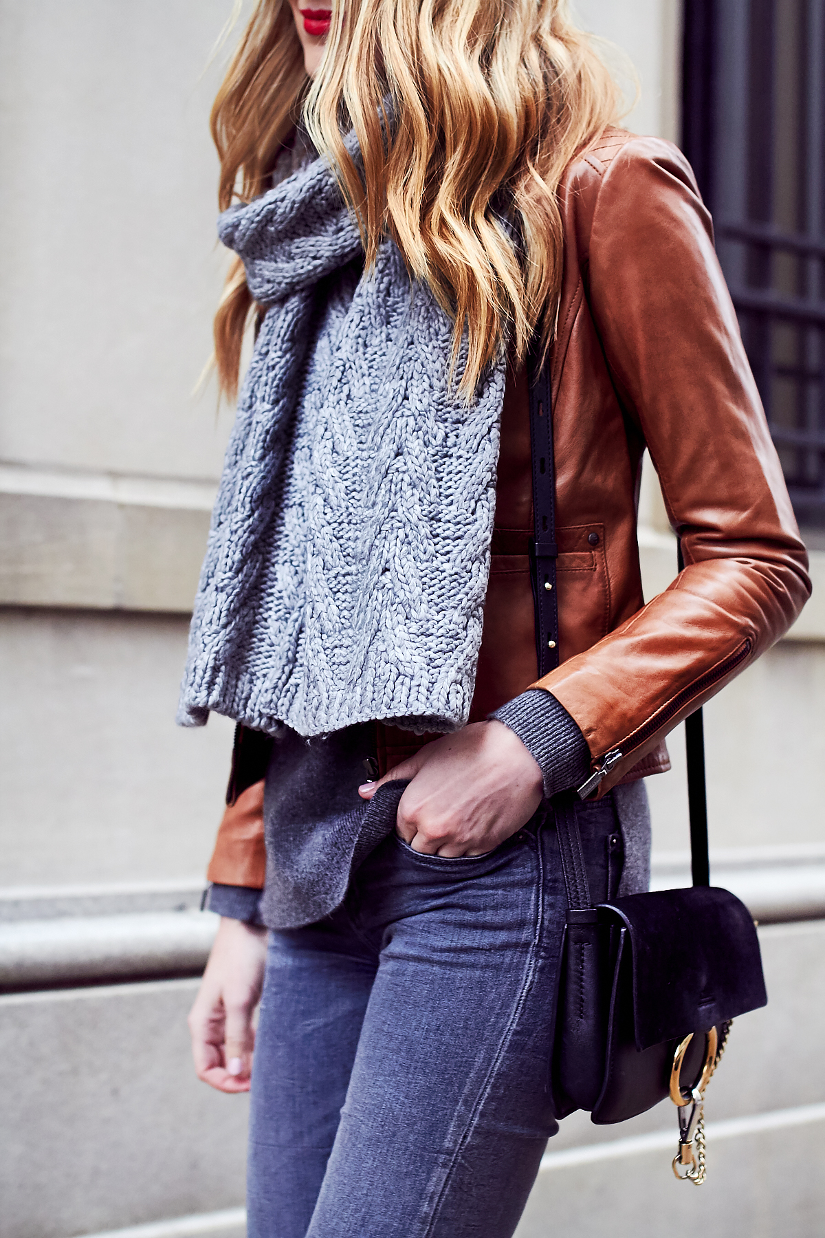 leather jacket winter outfit