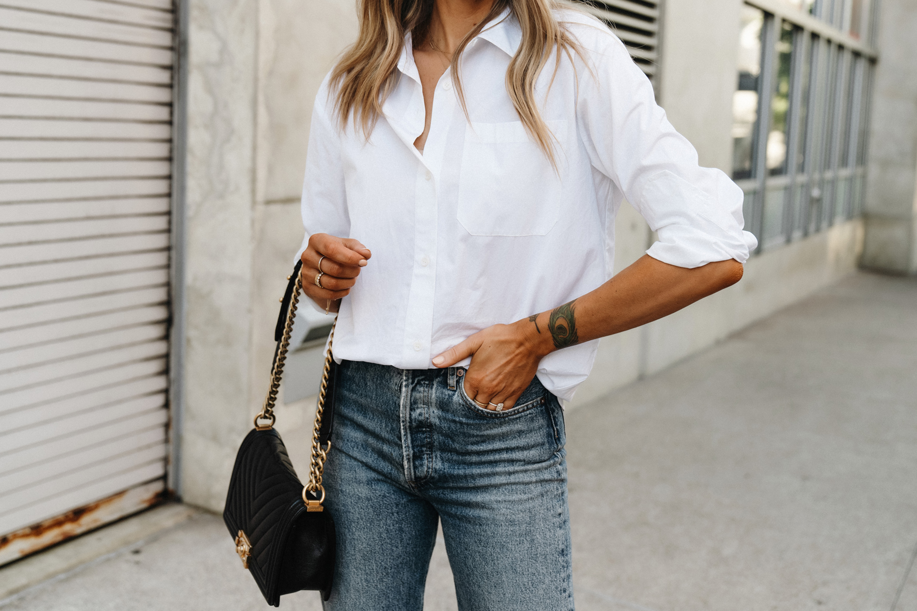 Chanel Runway White Cotton Black 'CHANEL' Short Sleeve Button Collar Shirt