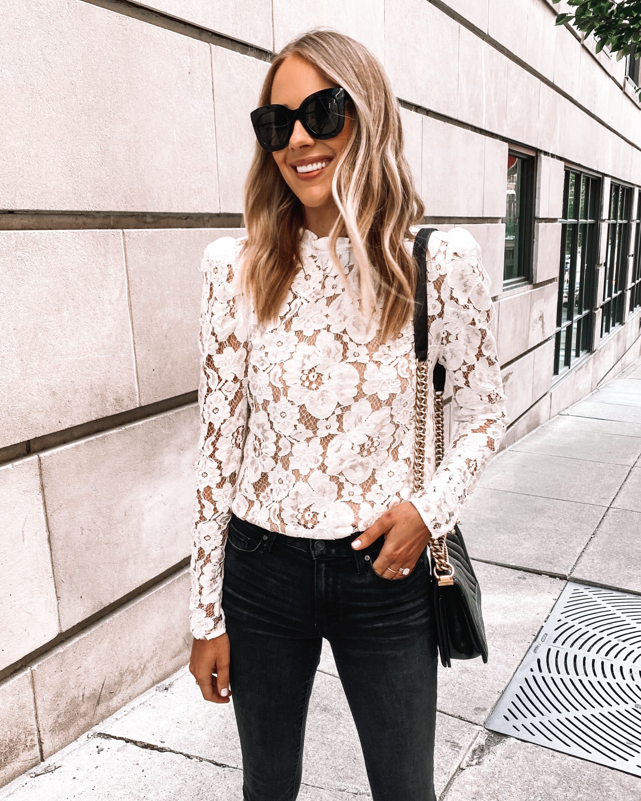 White lace 2025 shirt outfit