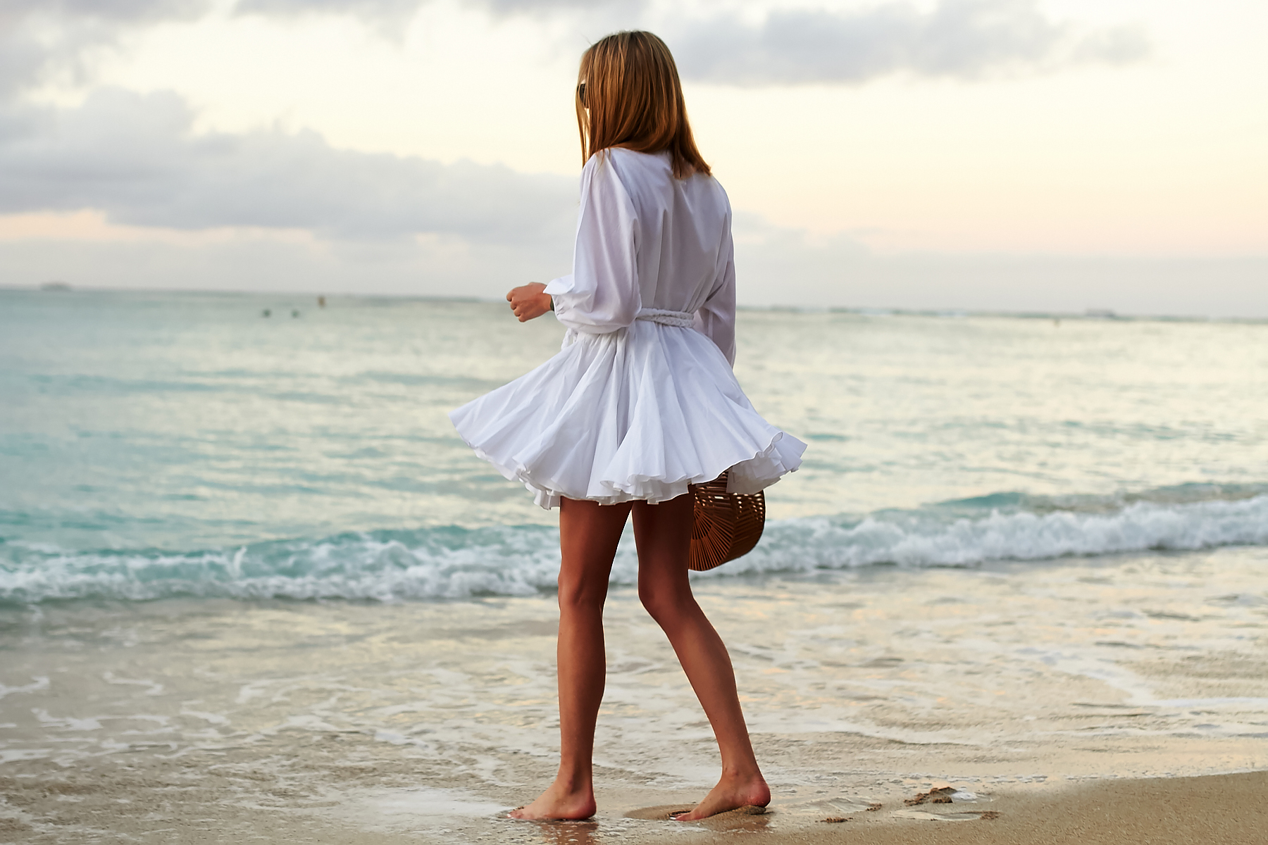 Beach Outfit, Little White Dress, Rhode Resort Ella Dress, Cult Gaia Handbag