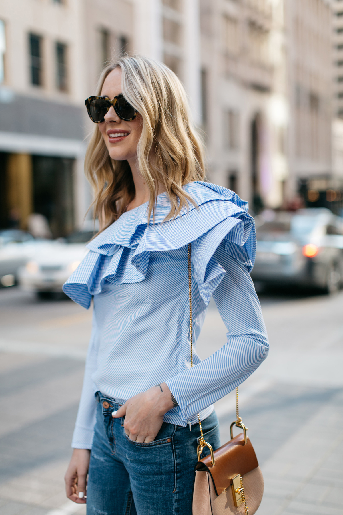 Ruffle best sale shoulder tops