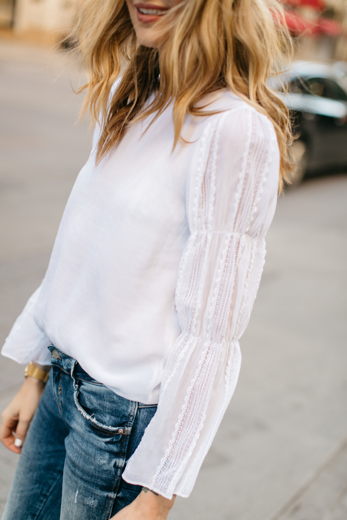 Spring Outfit, Club Monaco White Lace Top