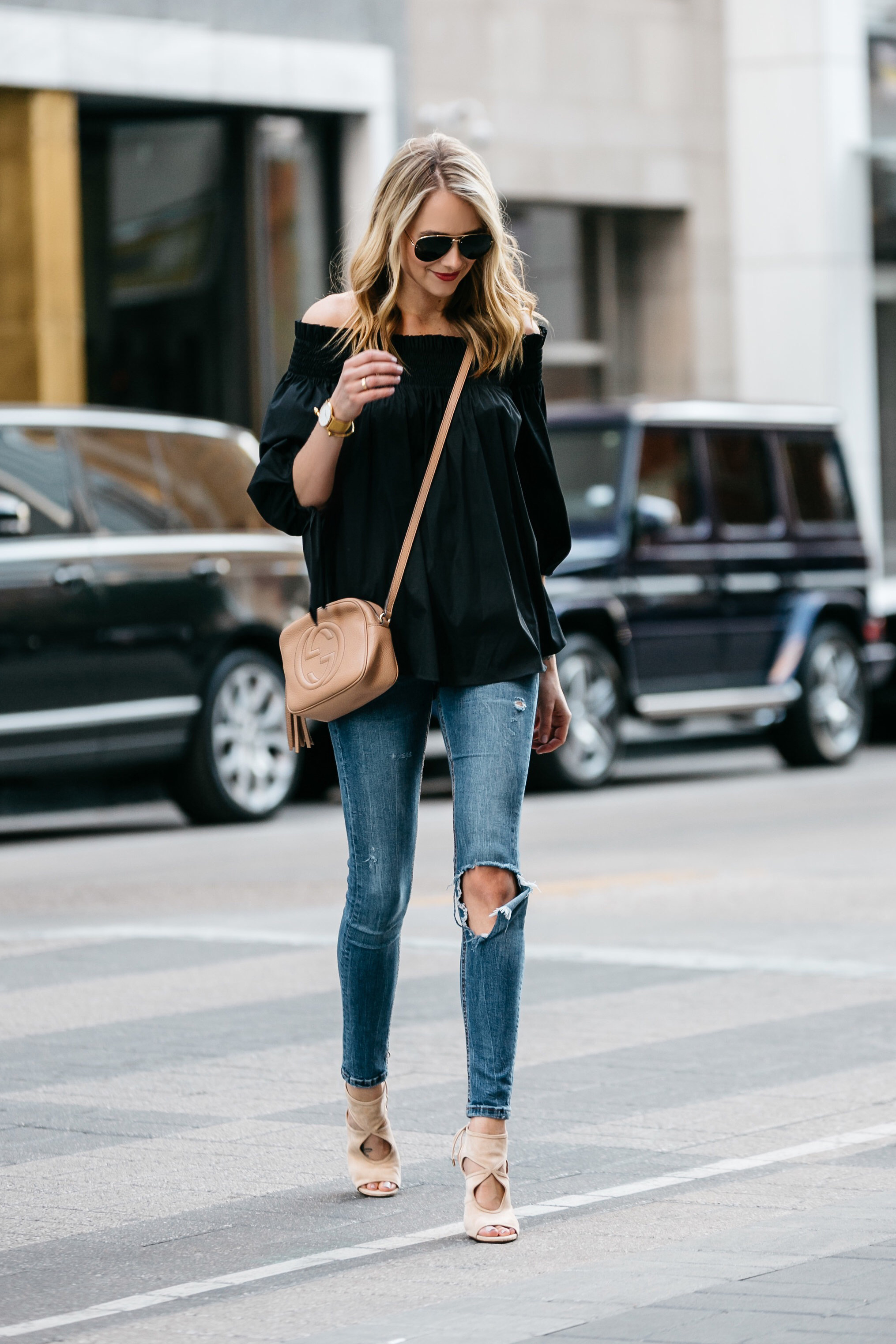 How to Wear Off-the-Shoulder Tops During the Cold Months