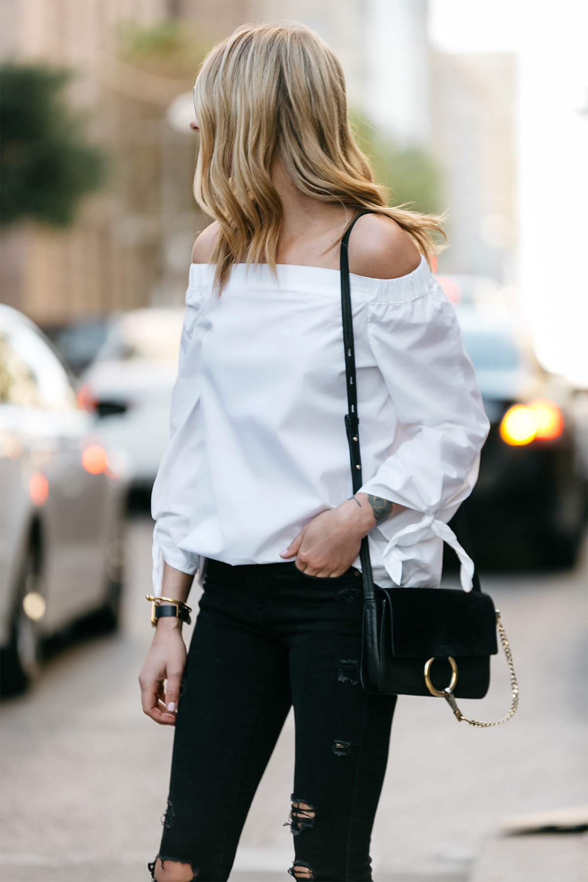 How to Wear Off-the-Shoulder Tops During the Cold Months