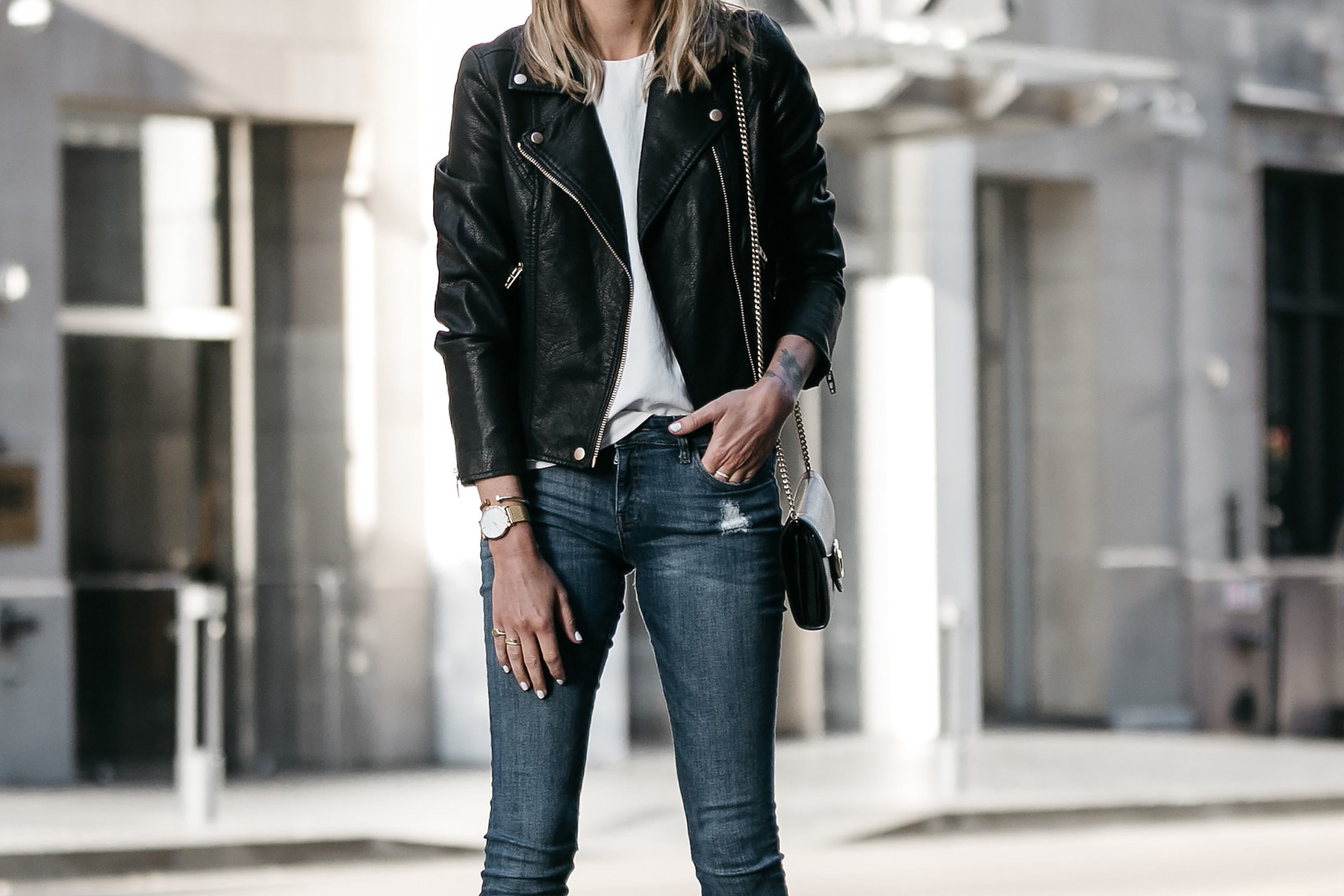 Nordstrom Anniversary Sale Black Leather Moto Jacket Denim Skinny Jeans Fashion Jackson Dallas Blogger Fashion Blogger