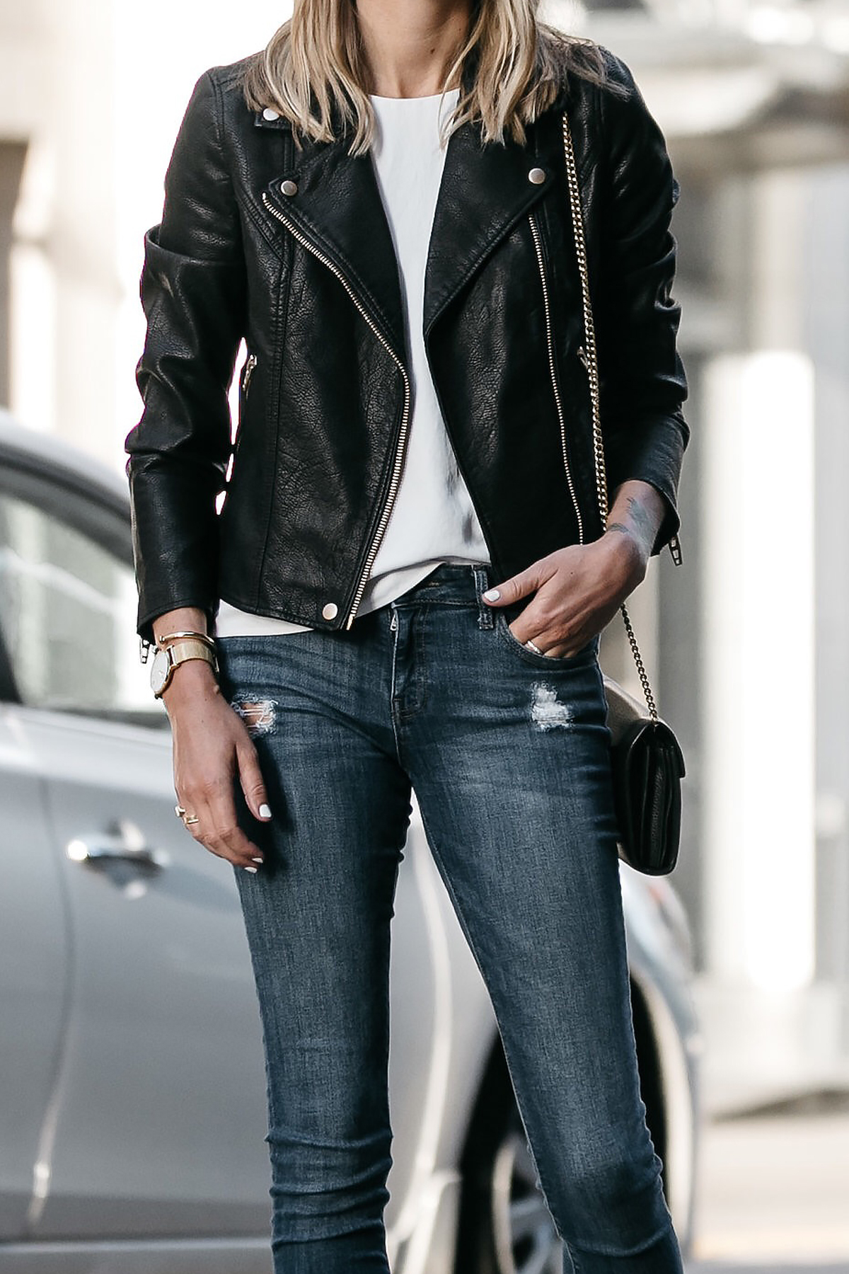 A Sophisticated Business Casual Outfit With My Favorite Black Leather Jacket  - Fashion Jackson