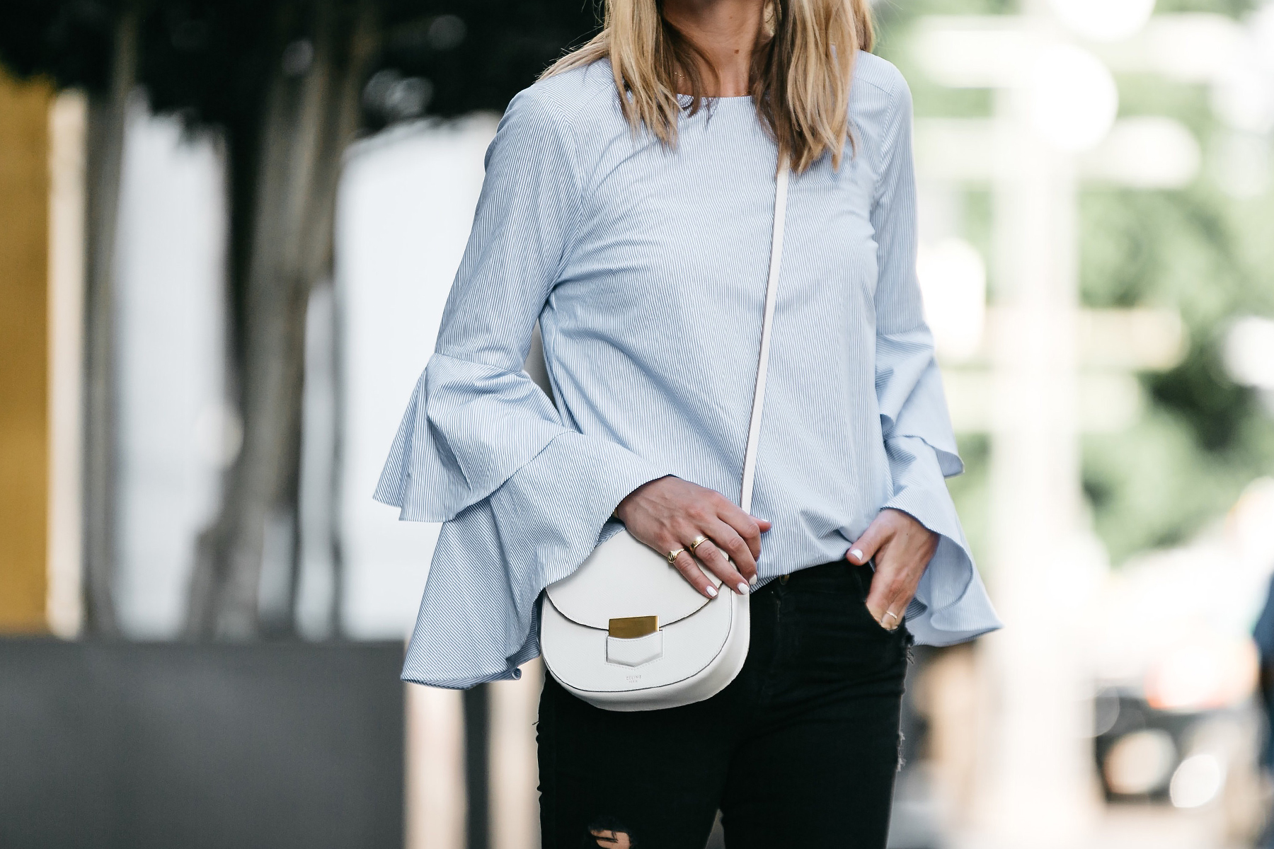 Diesel top. Tube top. Blue outfit. New york street style. Dior handbag.  Body goals. New york summer outfit. …