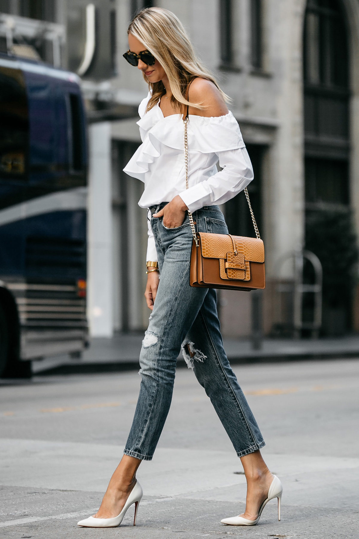 aspoonfulofstyle, blogger, tank top, top, jeans, shoes, high heel pumps,  fall outfits, louis vuitton bag, camisole - Wheretoget