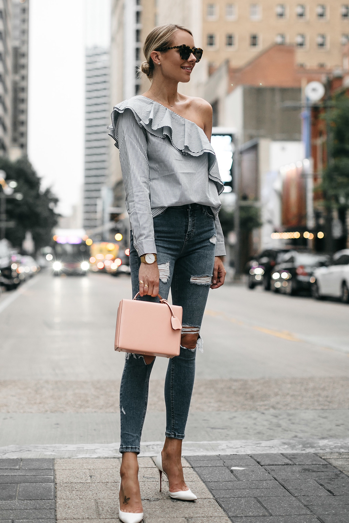 A ONE SHOULDER RUFFLE TOP FOR FALL - Fashion Jackson