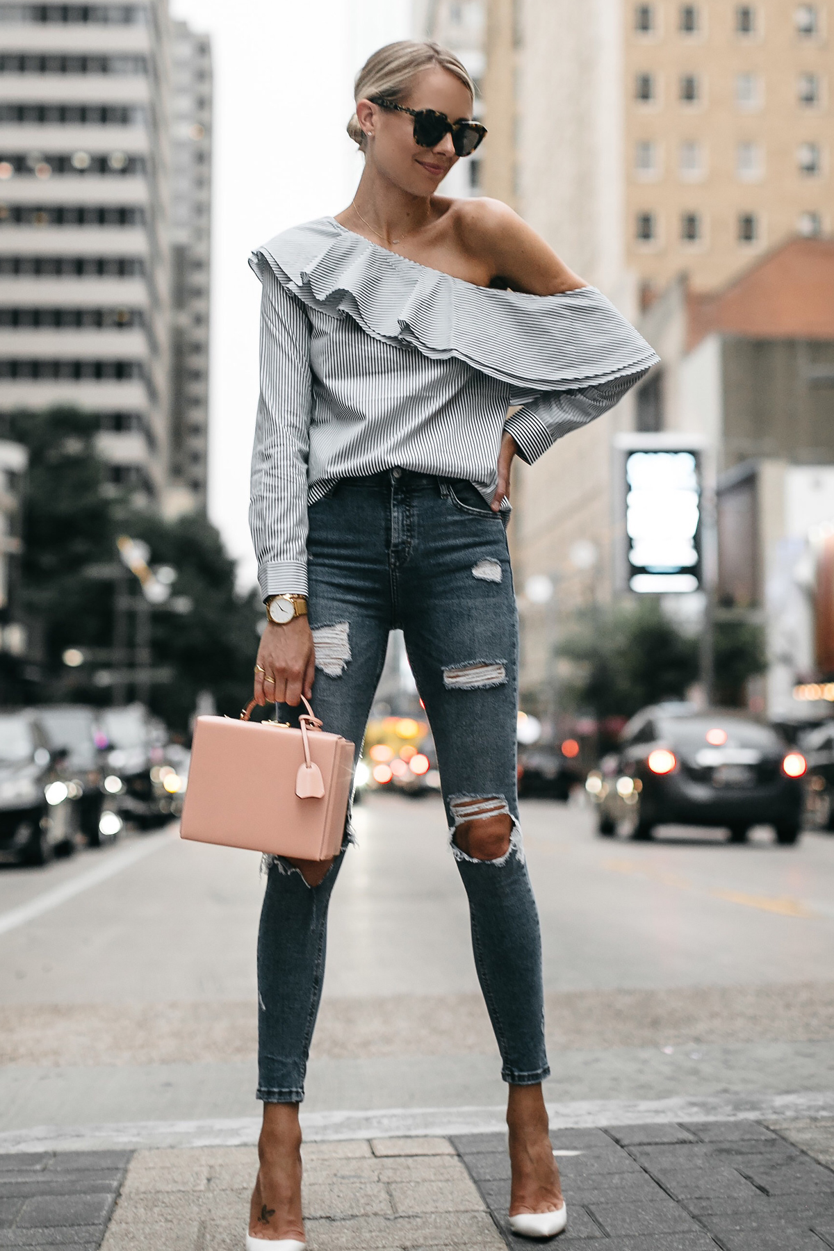 aspoonfulofstyle, blogger, tank top, top, jeans, shoes, high heel pumps,  fall outfits, louis vuitton bag, camisole - Wheretoget