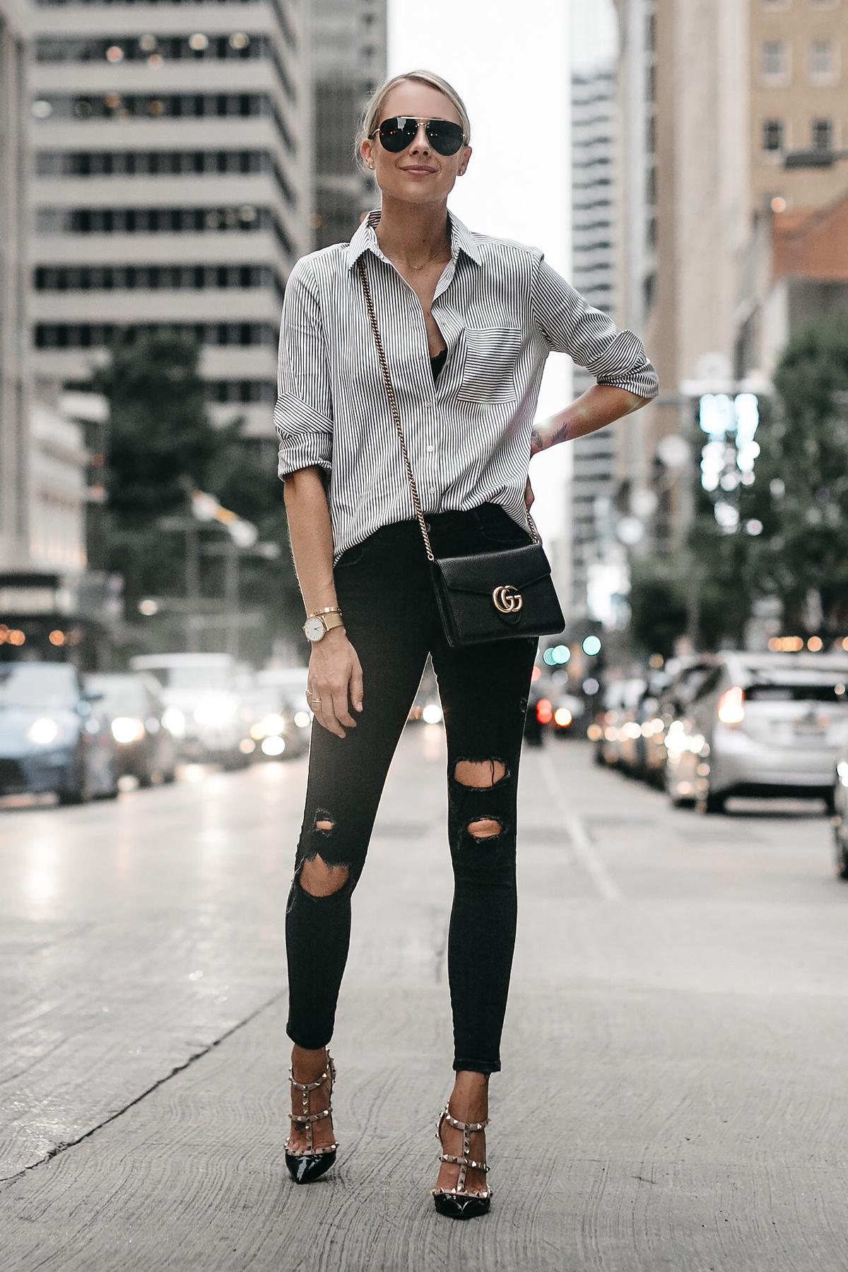 Button down shirt street style best sale