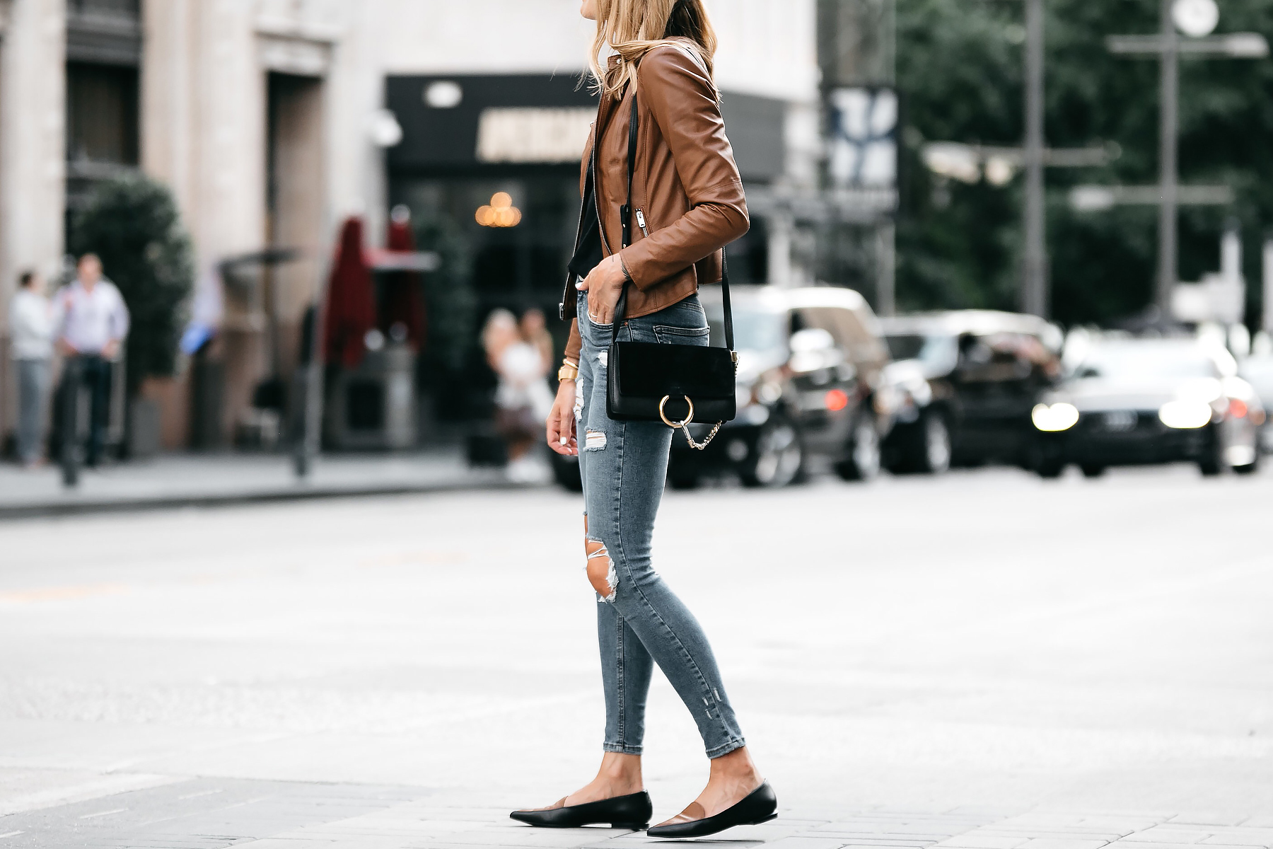 Tan Leather Jacket and Booties - Jeans and a Teacup