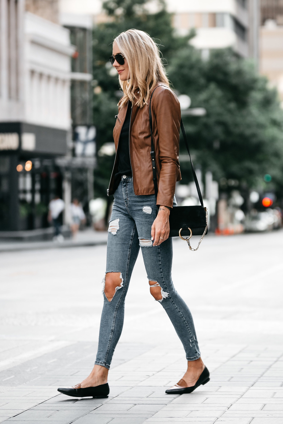 tan leather jeans