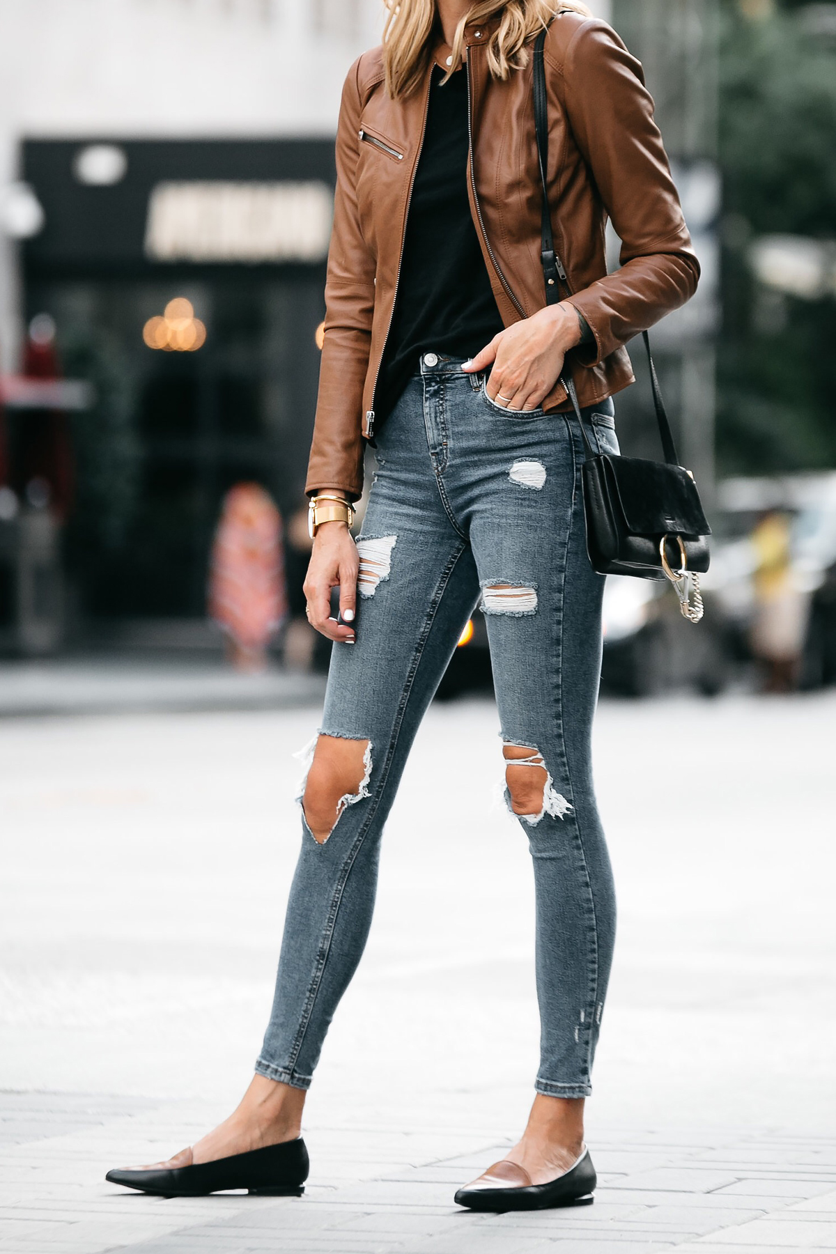 Tan Leather Jacket and Booties - Jeans and a Teacup