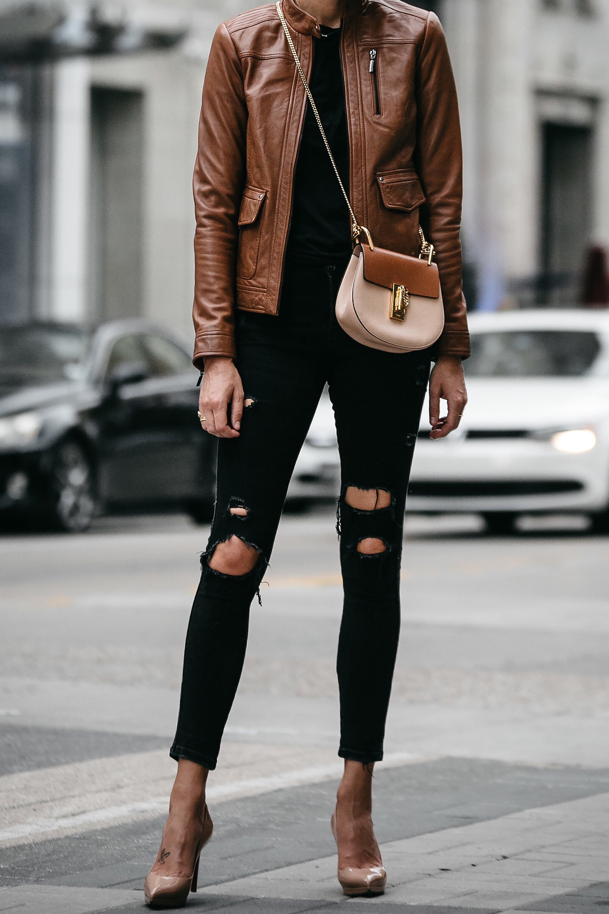 A CHIC WAY TO WEAR A TAN LEATHER MOTO JACKET - Fashion Jackson