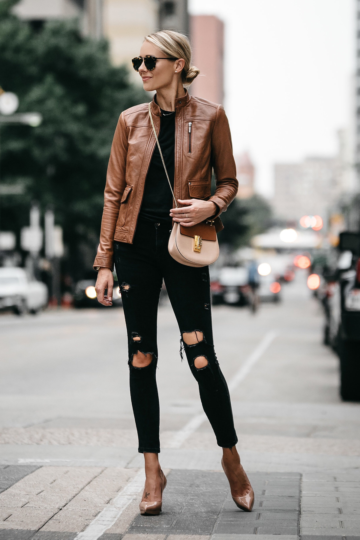 Dark Brown Leather Jacket Outfit