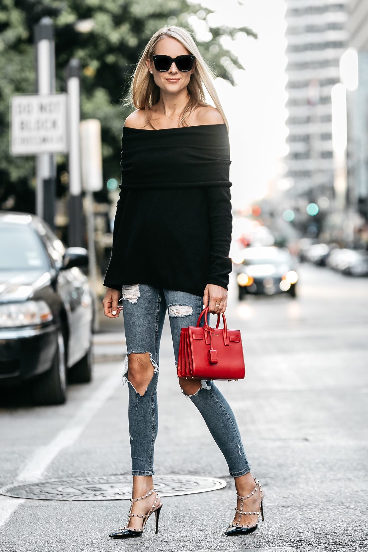A CHIC BLACK OFF-THE-SHOULDER SWEATER | Fashion Jackson