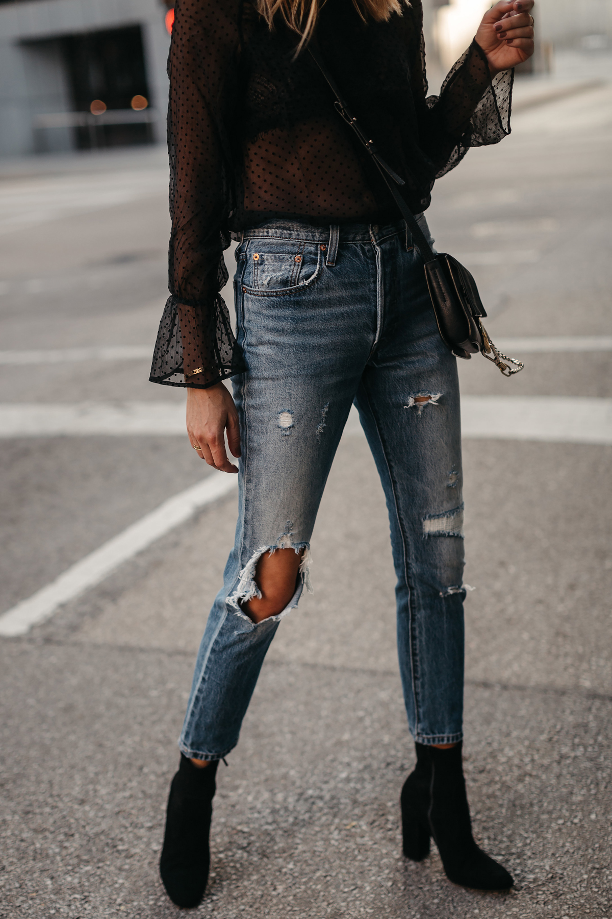 black lace top outfit