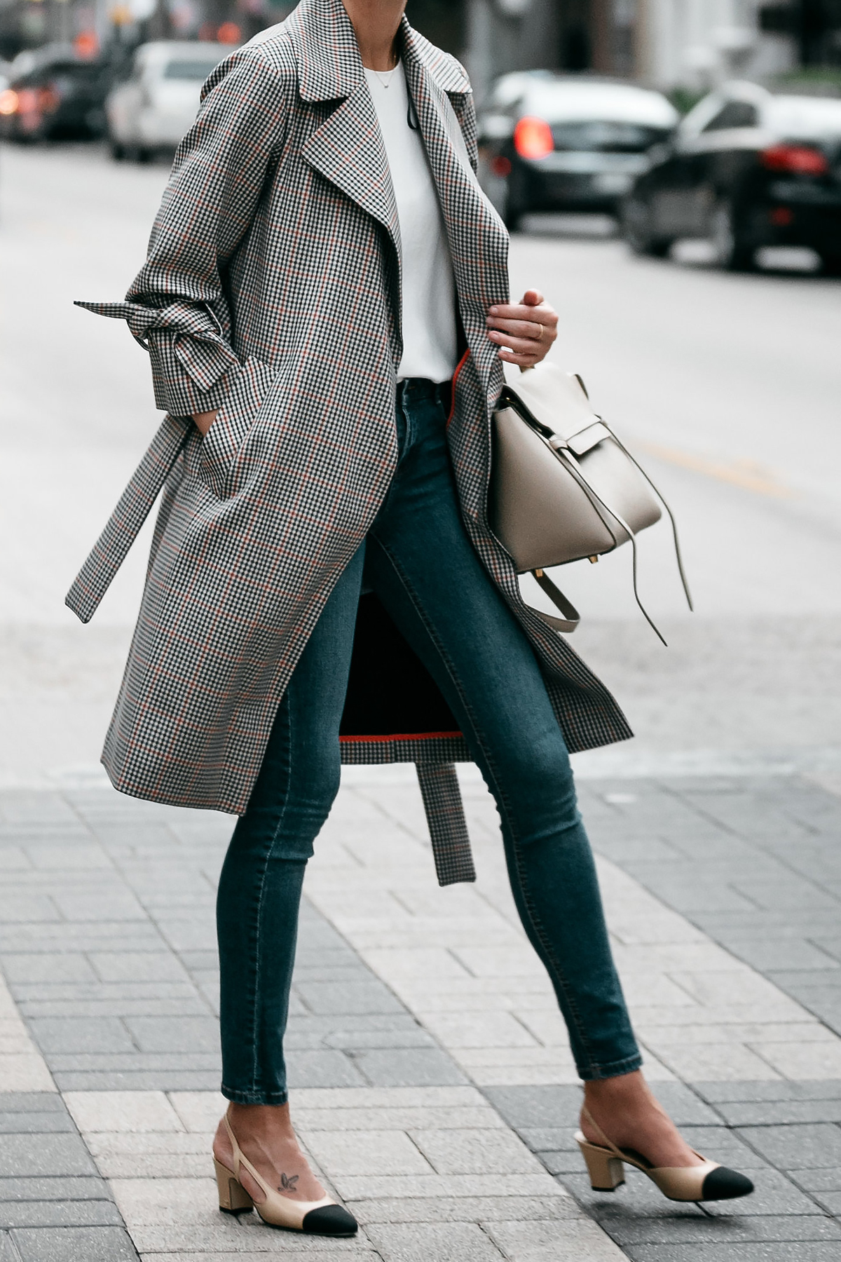 Topshop petite plaid coat + jeans that run short