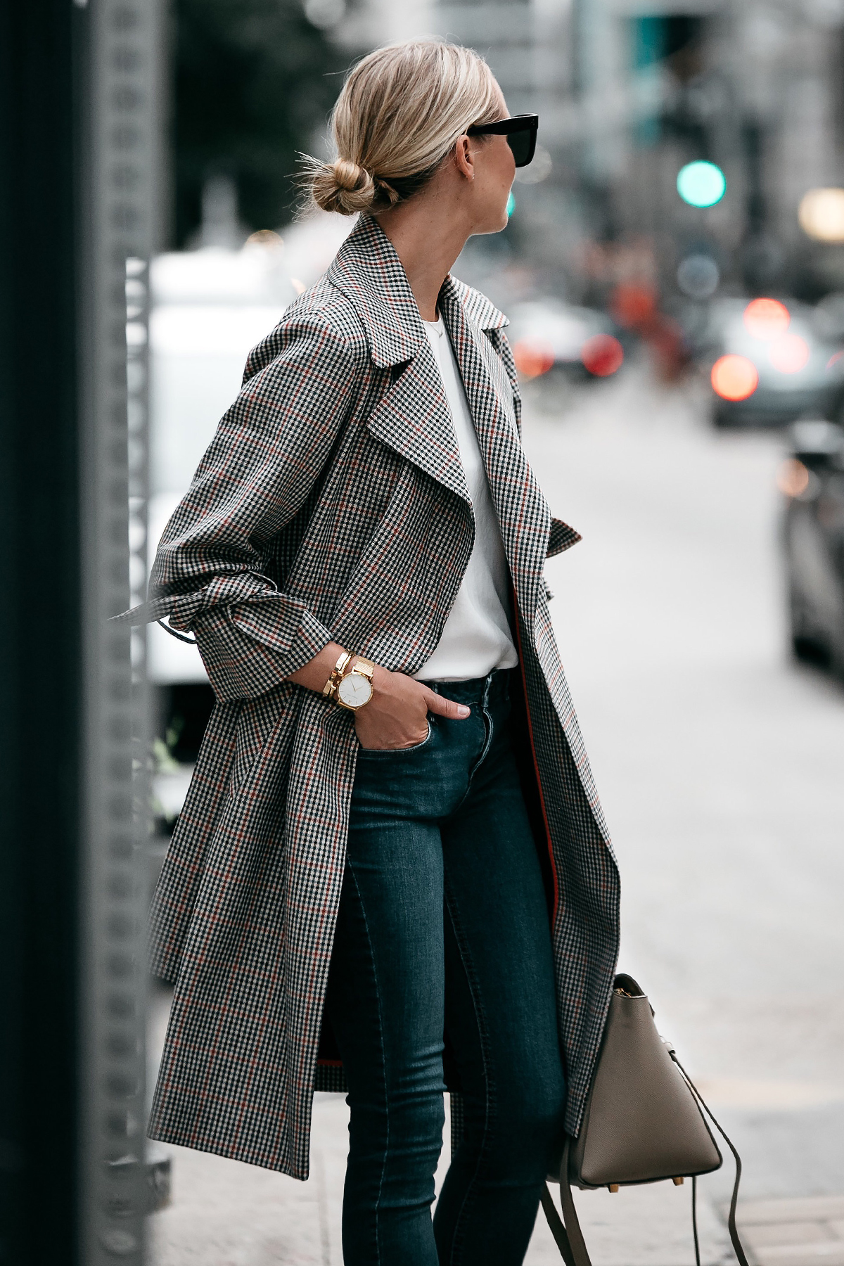 Plaid cheap trench coat