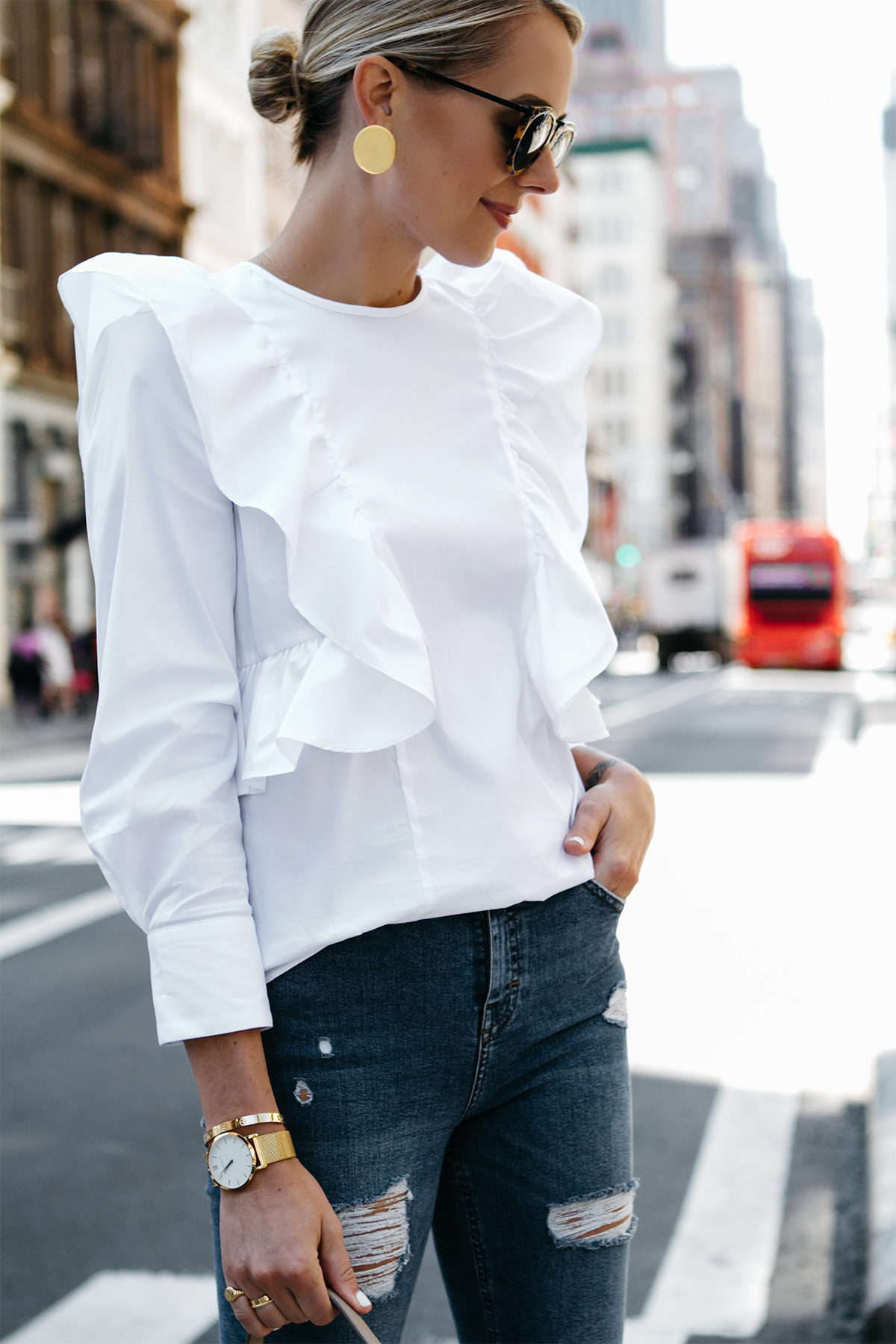 zara white ruffle top