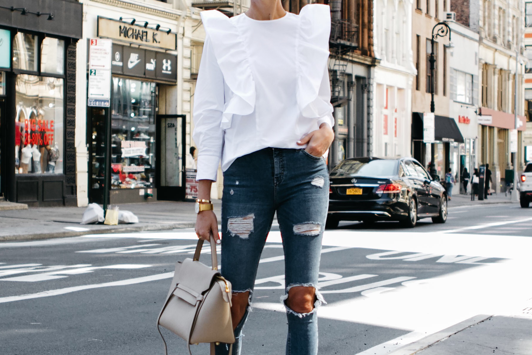 zara ruffle jeans