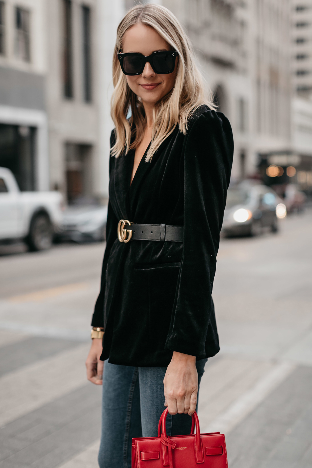 Skinny Crushed Velvet Blazer