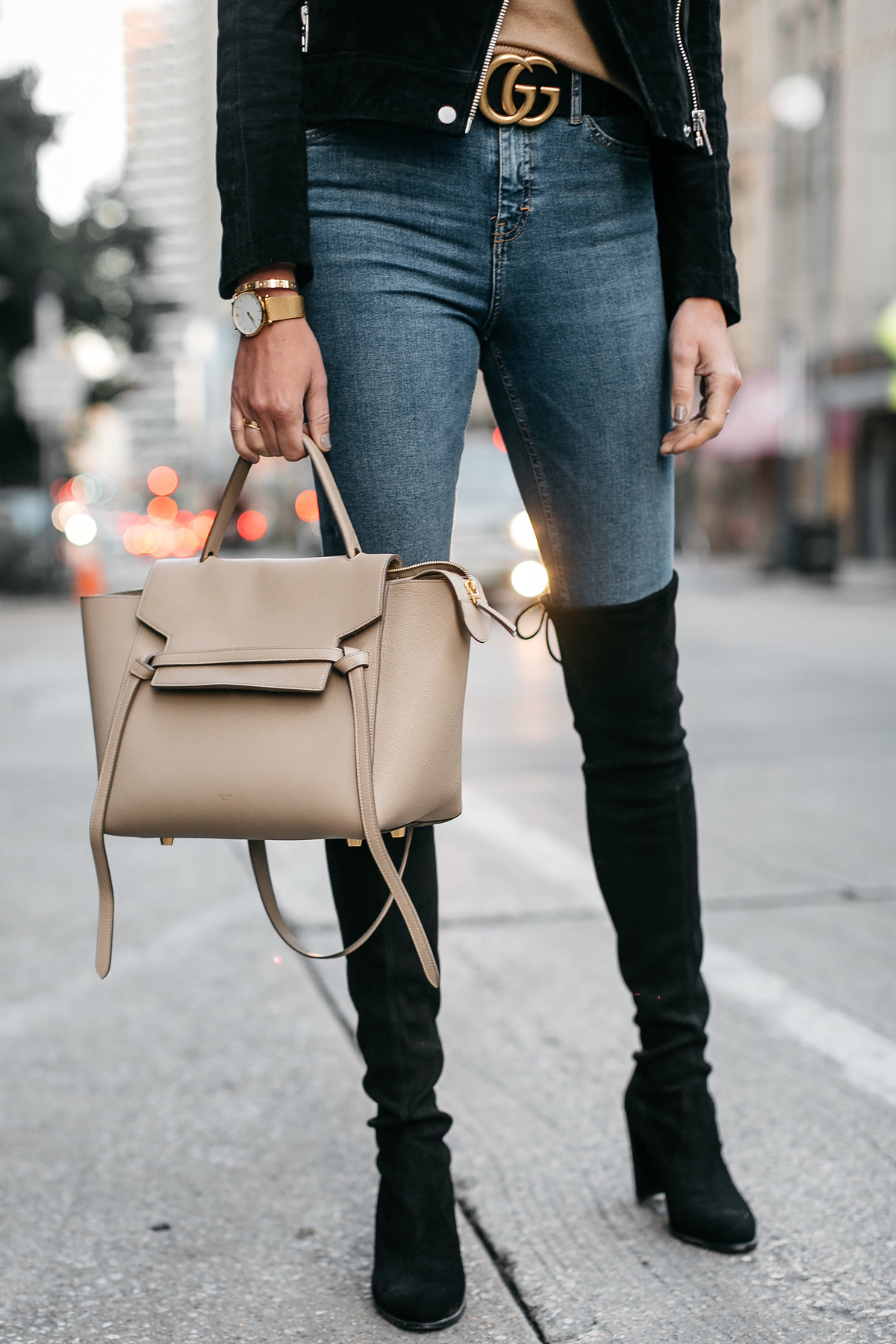 Ripped jeans with over the knee boots online