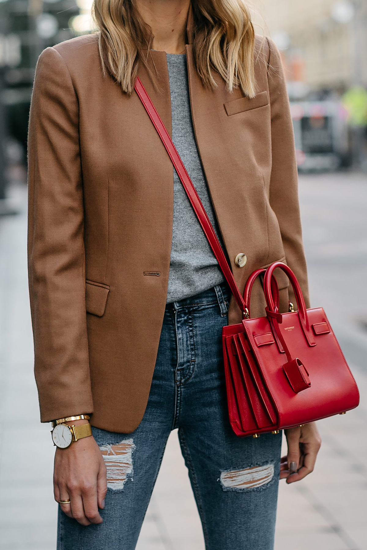 red handbag outfit