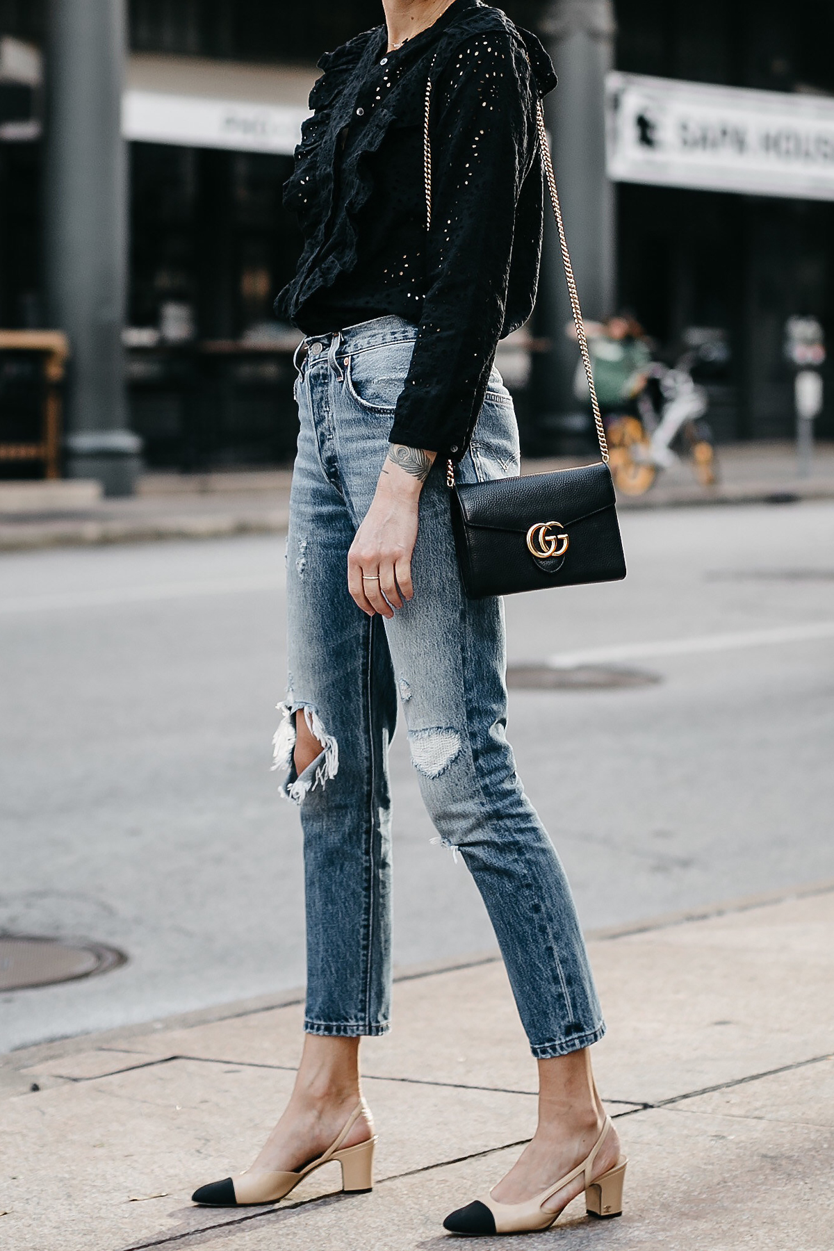 Chanel store ripped jeans