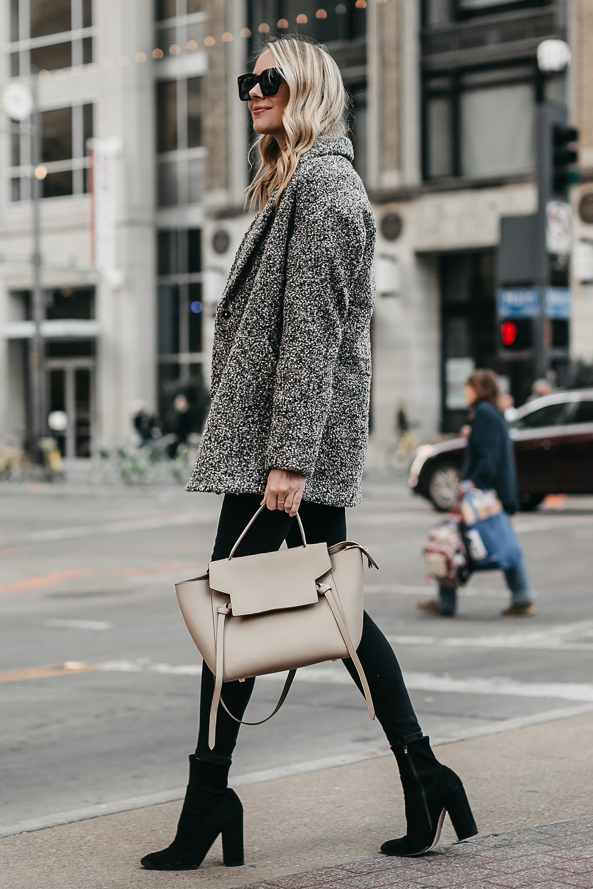 Grey hotsell boucle coat