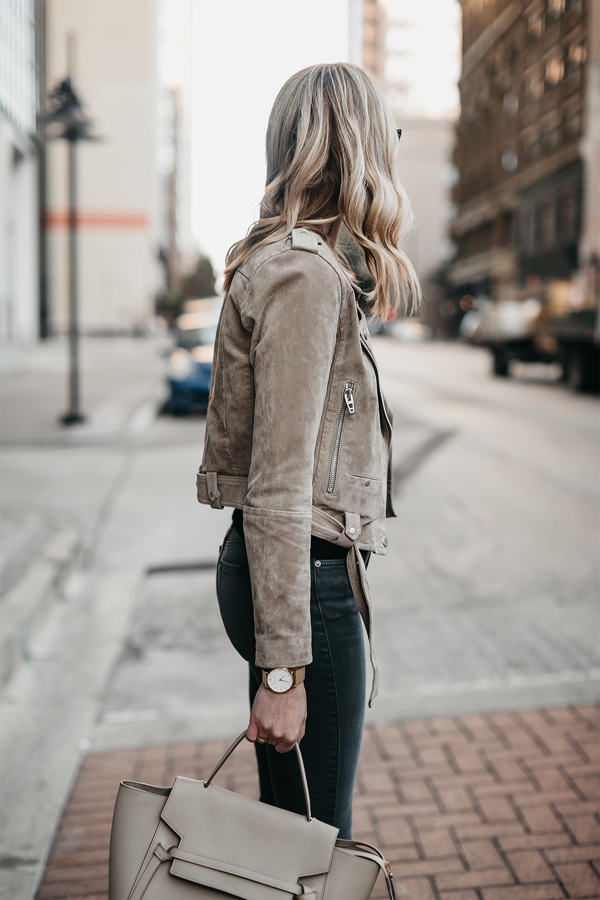 Blonde Woman Wearing Blanknyc Suede Moto Jacket Fashion Jackson Dallas Blogger Fashion Blogger Street Style
