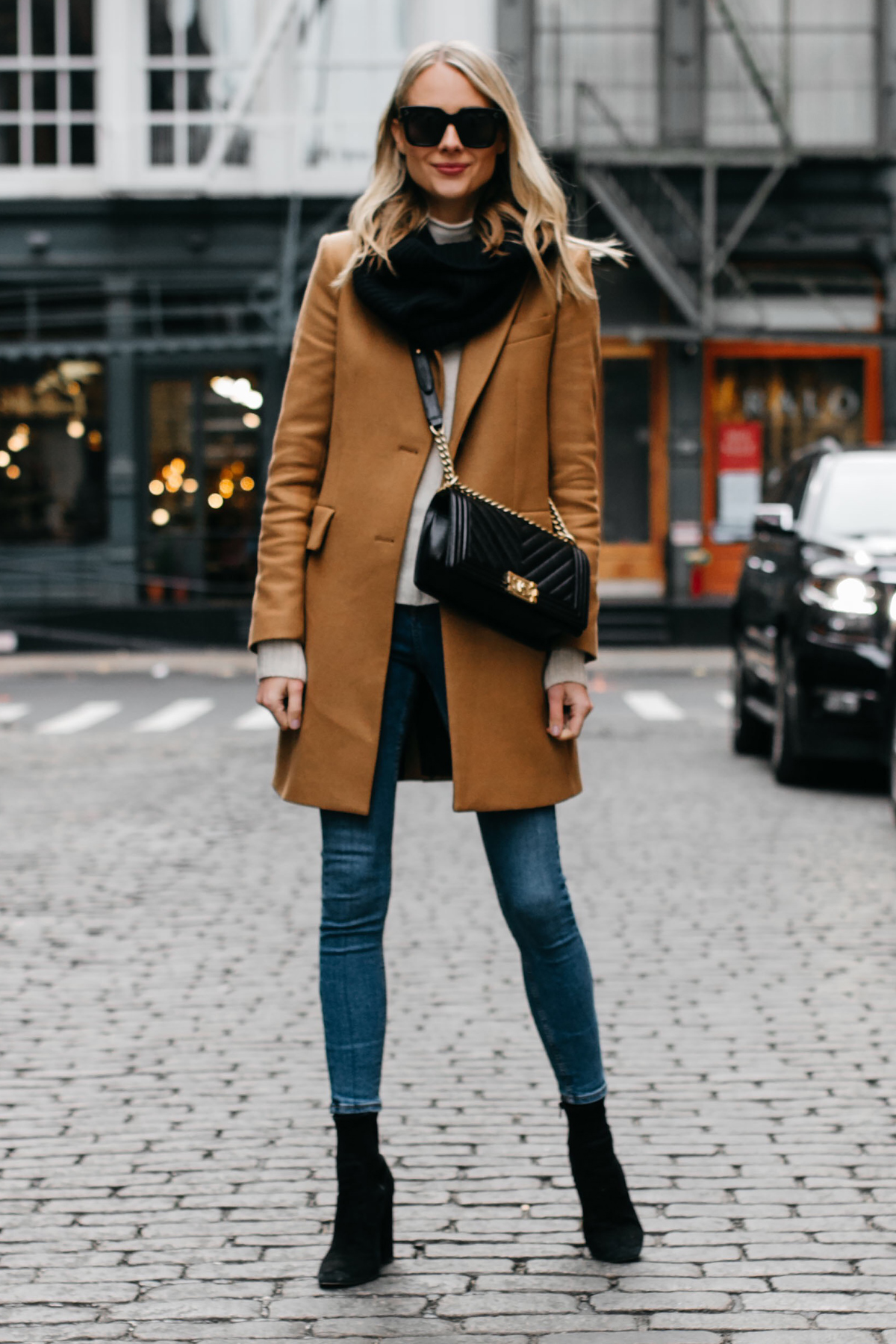 black and camel scarf