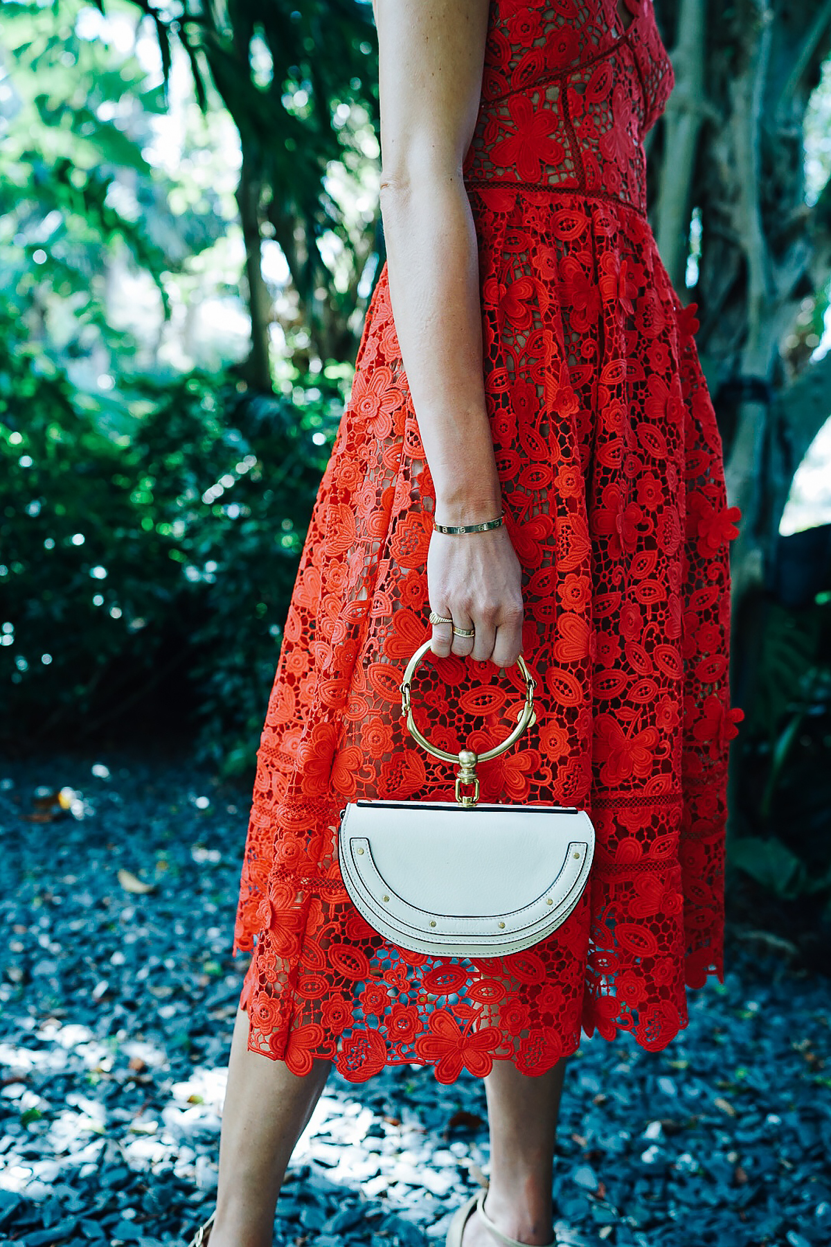 self portrait red and white dress