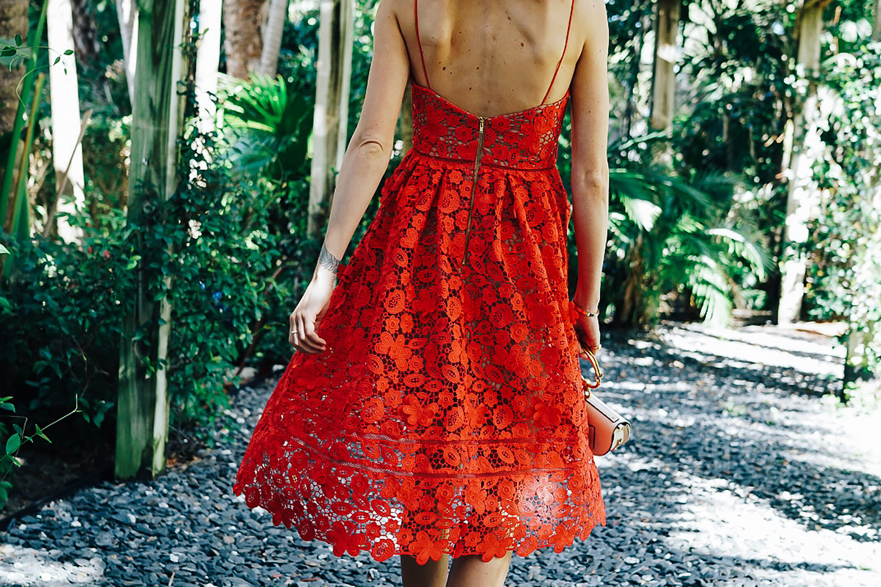 Woman Wearing Self Portrait Azaelea Red Lace Midi Dress Fashion Jackson Dallas Blogger Fashion Blogger